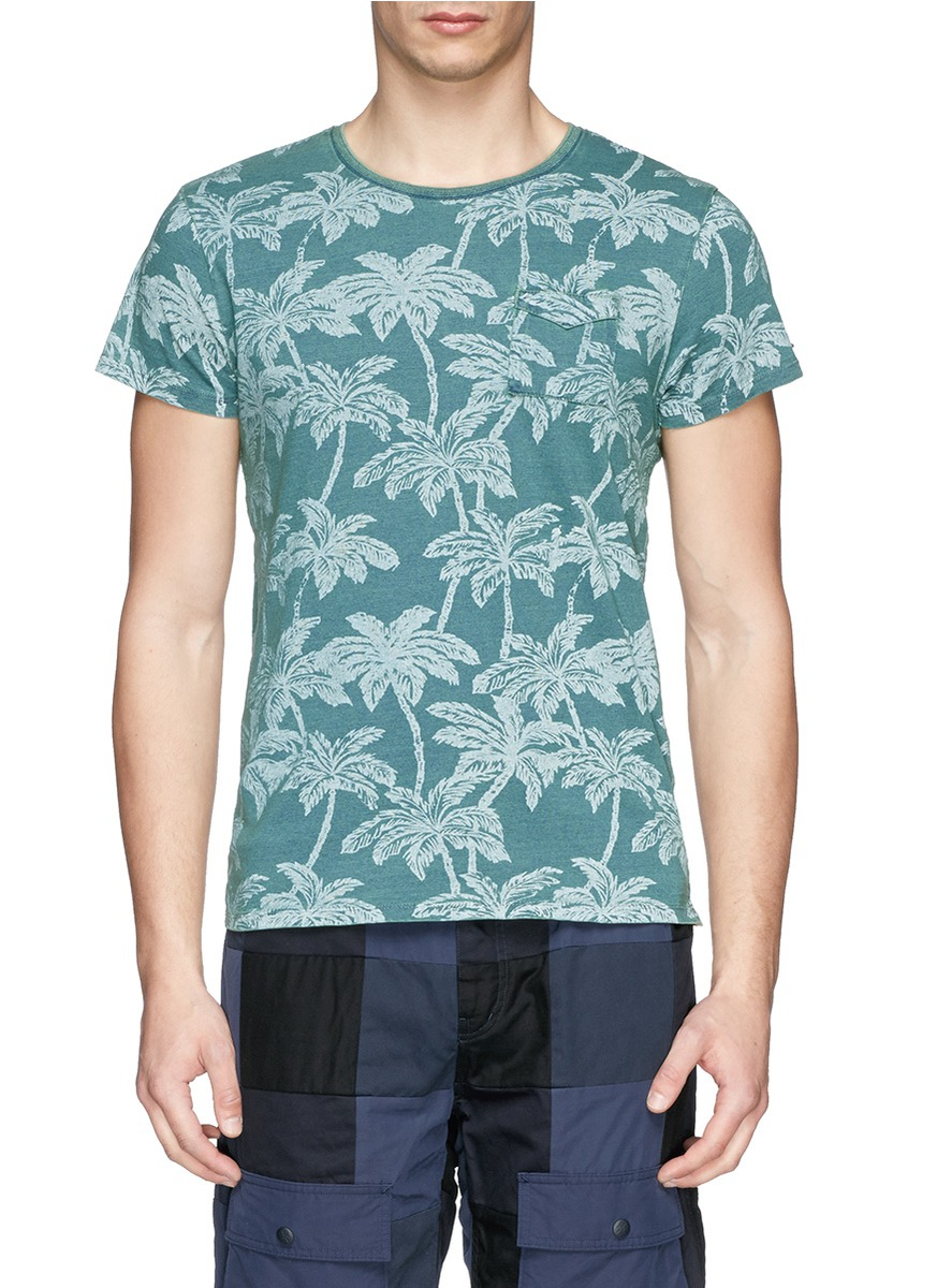 Lyst - Scotch & Soda Palm Tree Print Cotton T-Shirt in Green for Men