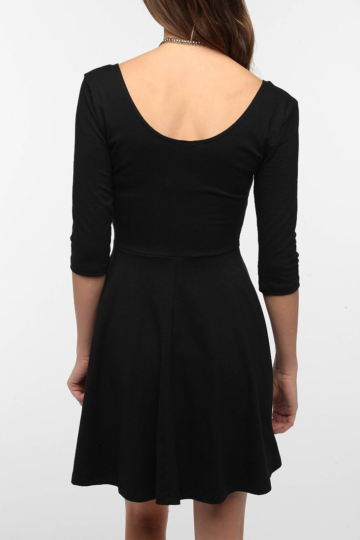 Sparkle & Fade 3/4 Sleeve Knit Skater Dress in Black | Lyst