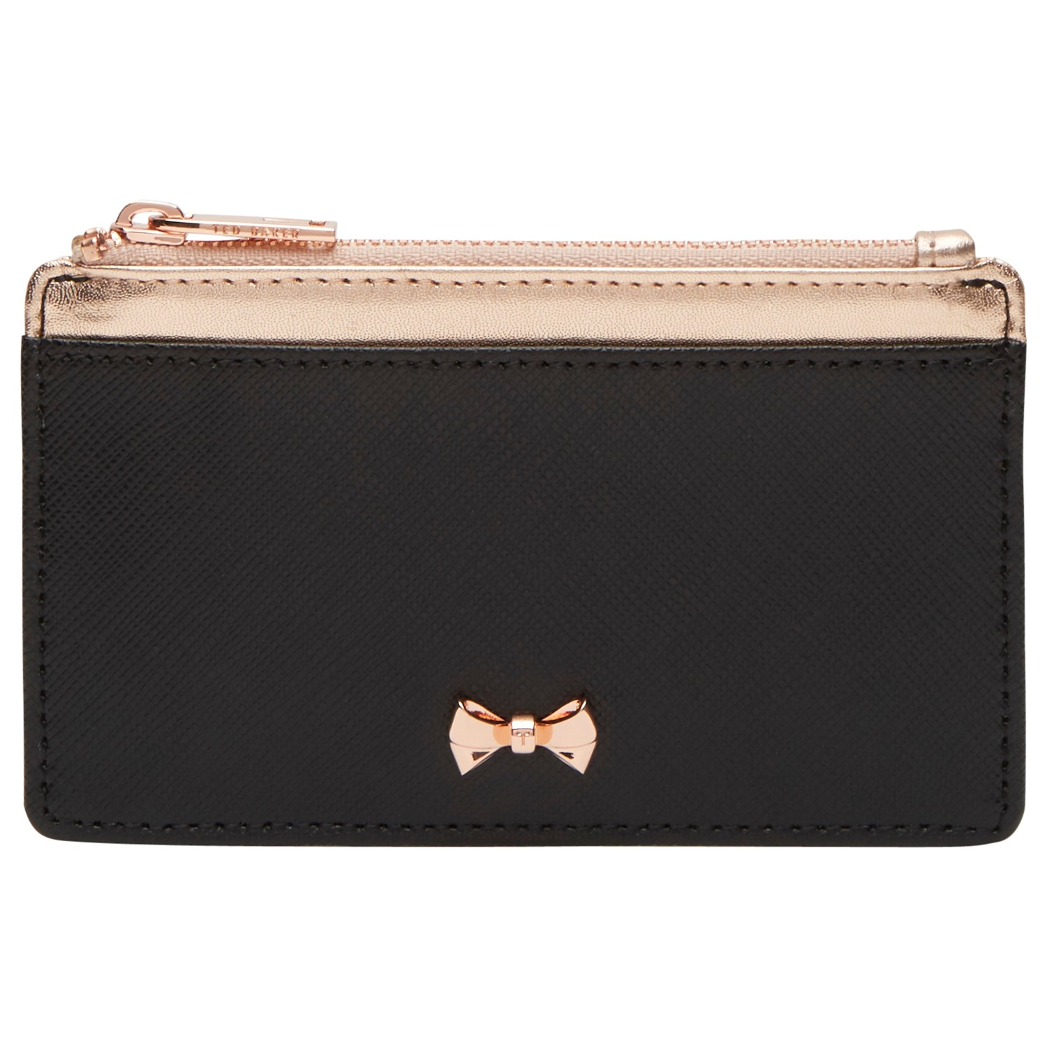 Ted Baker Kinnver Crosshatch Leather Coin Purse in Black/White