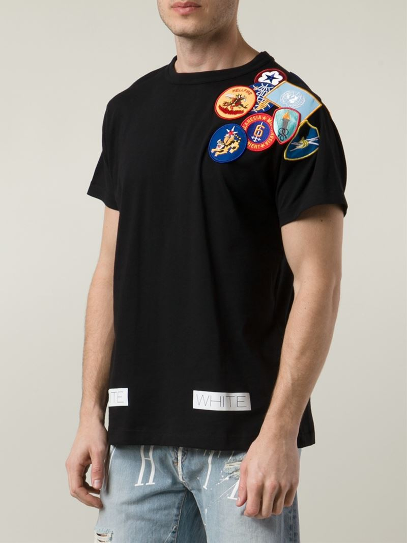 Off-White c/o Virgil Abloh Embroidered Patches T-Shirt in Black for Men -  Lyst