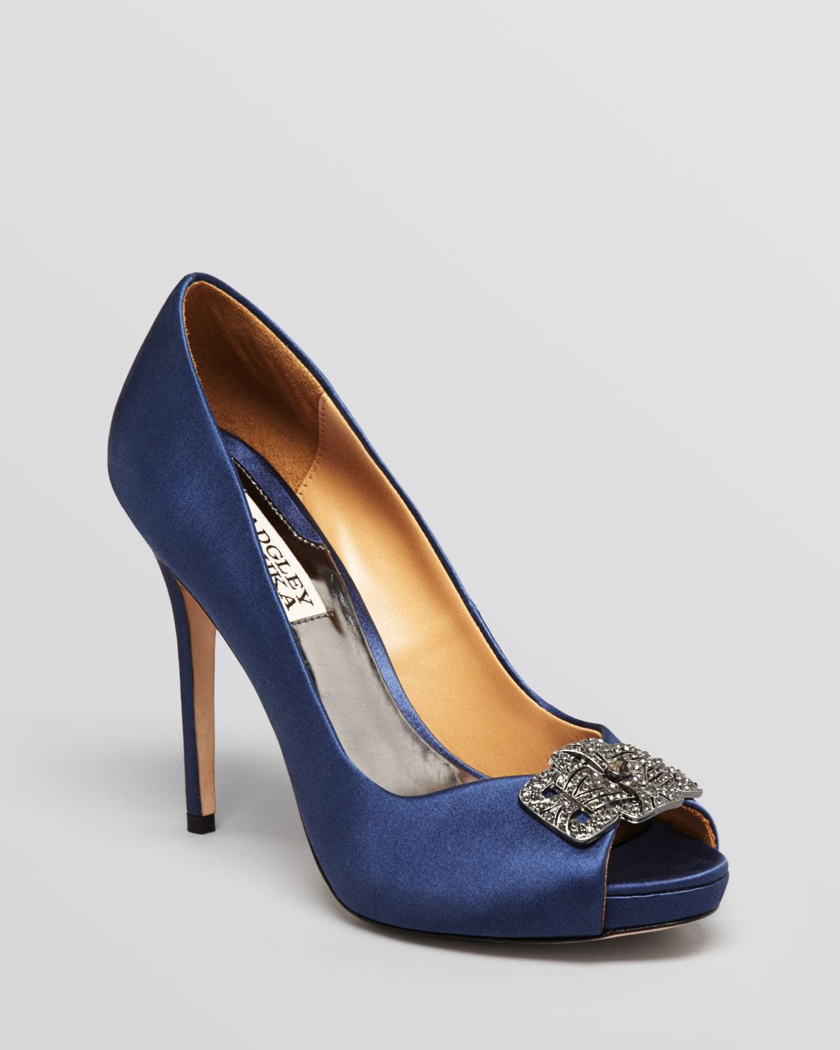 Badgley Mischka Peep Toe Evening Platform Pumps Tory High Heel in Blue