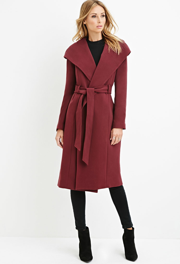 burgundy longline coat