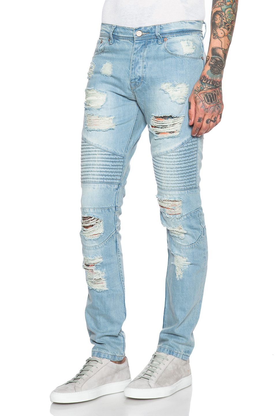 Lyst - Stampd Distressed Moto Jeans in Blue