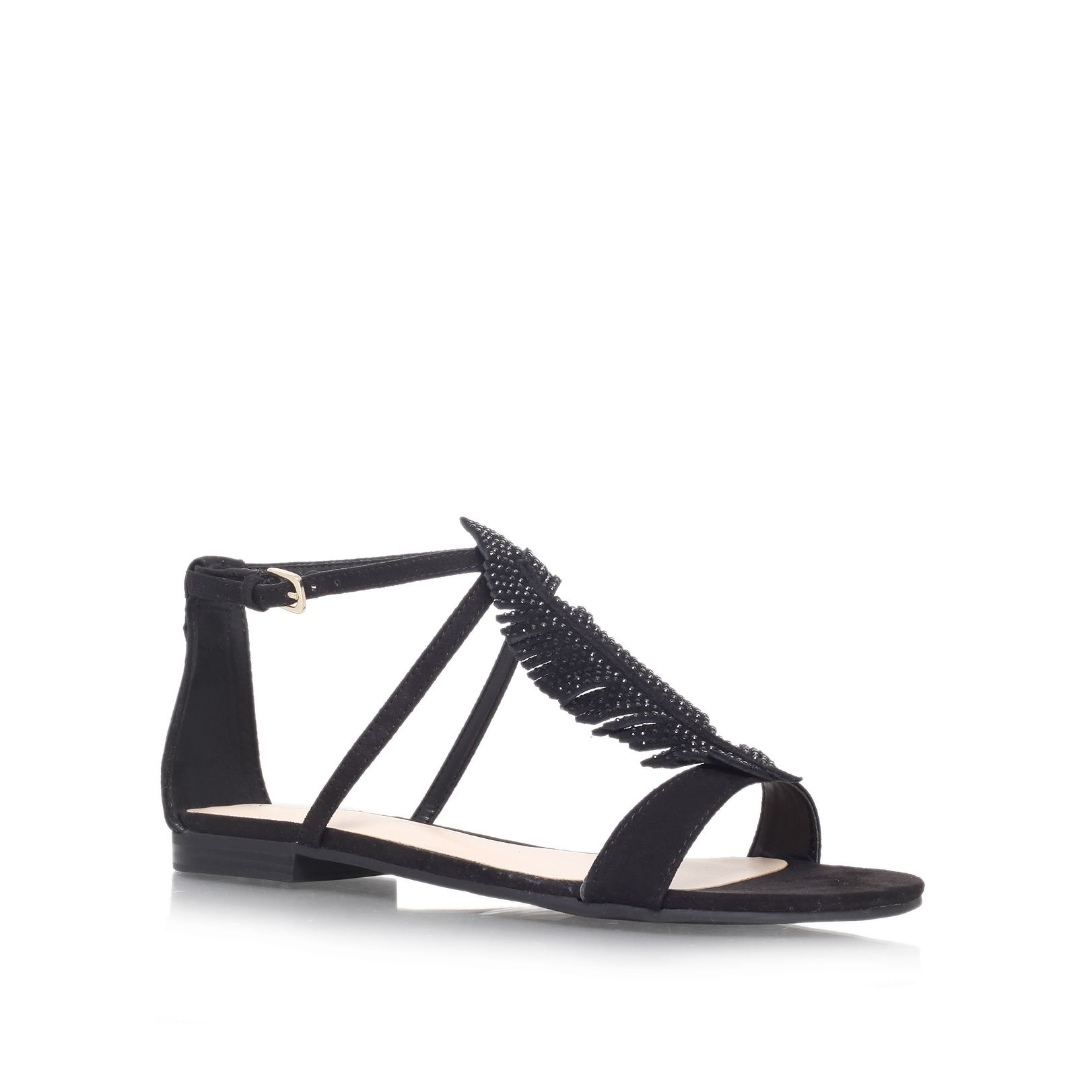 fancy black flat sandals