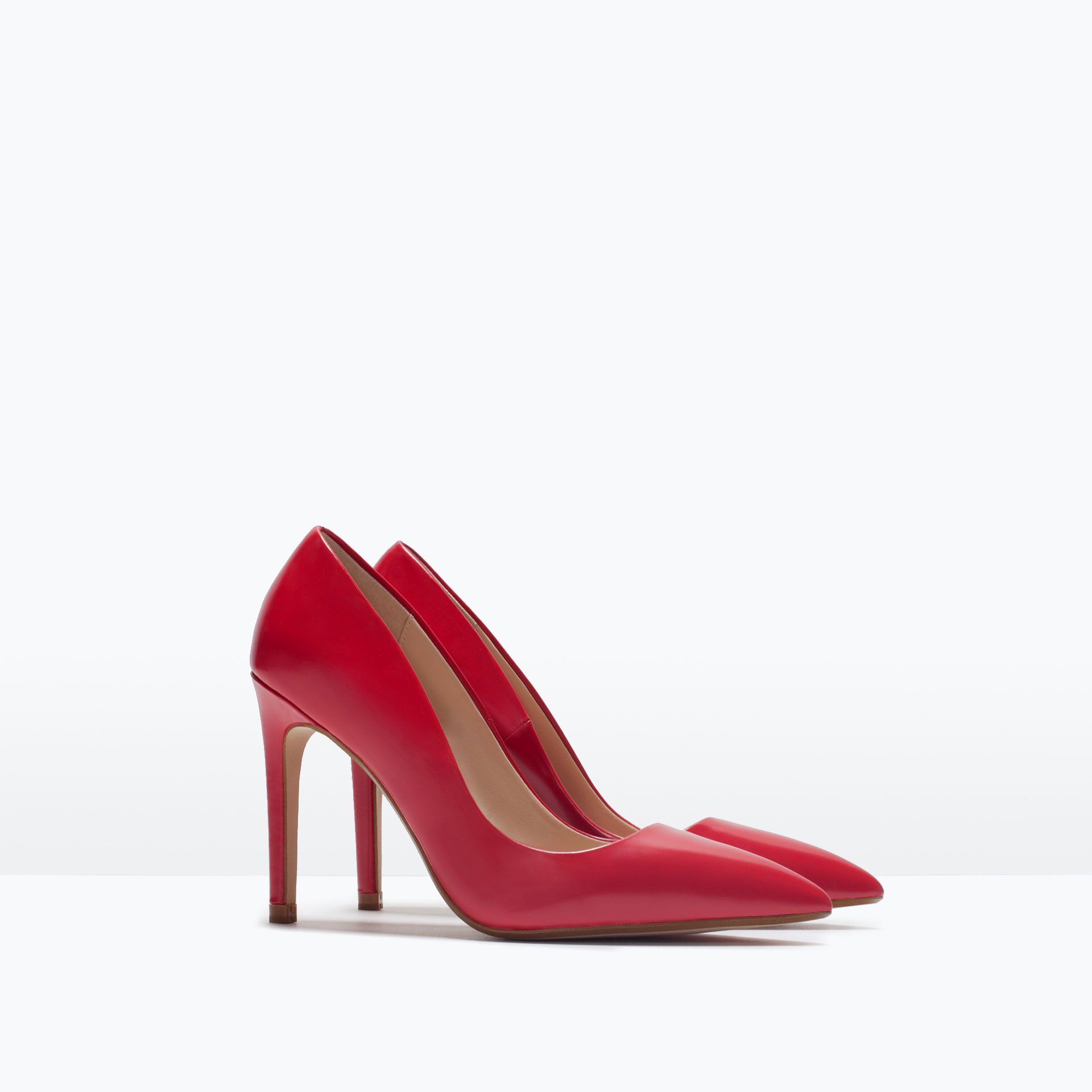 Zara Leather Court Shoe in Red | Lyst