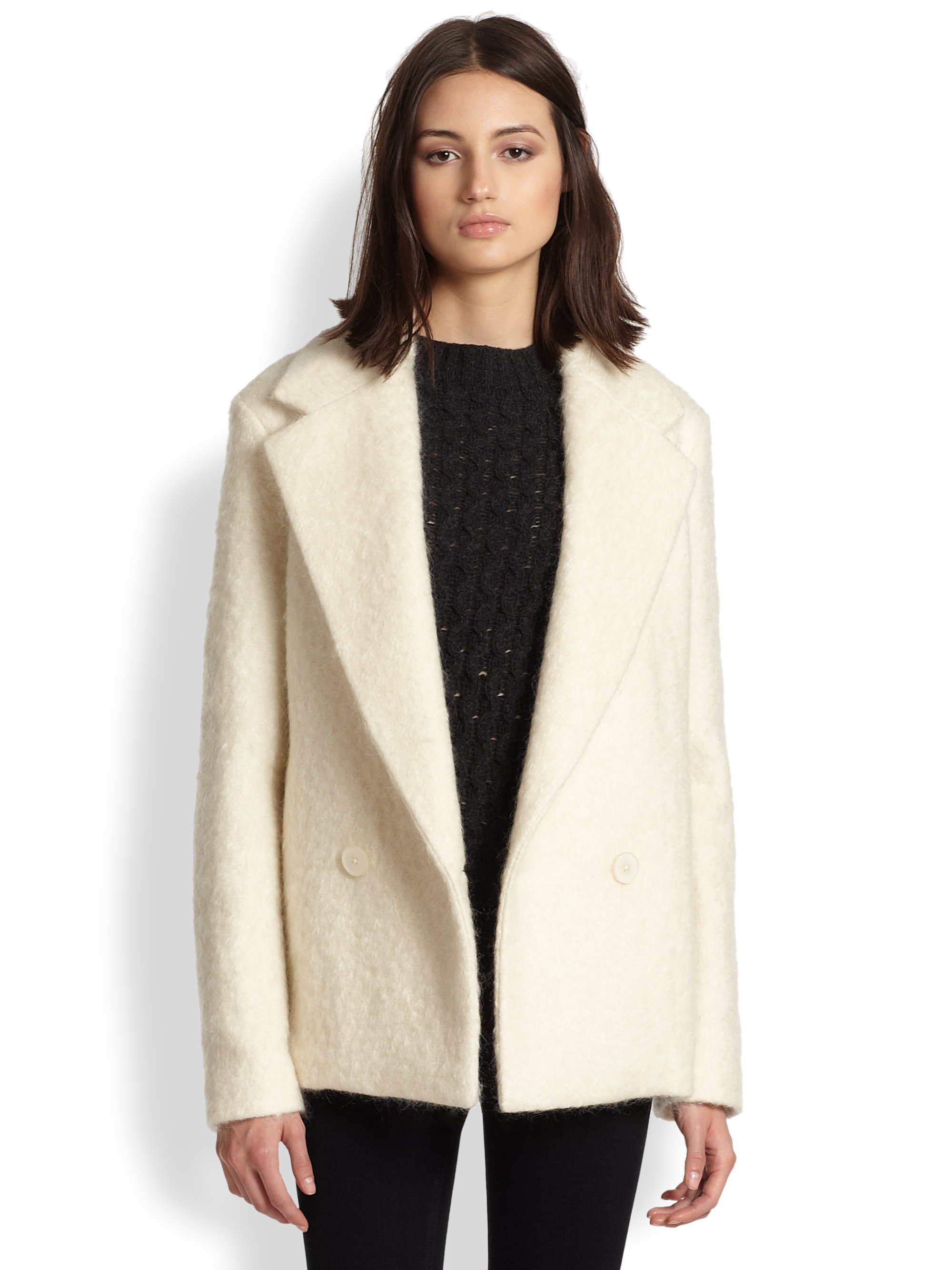 Theory Lianamar Textured Wool & Mohair-Blend Jacket in White | Lyst