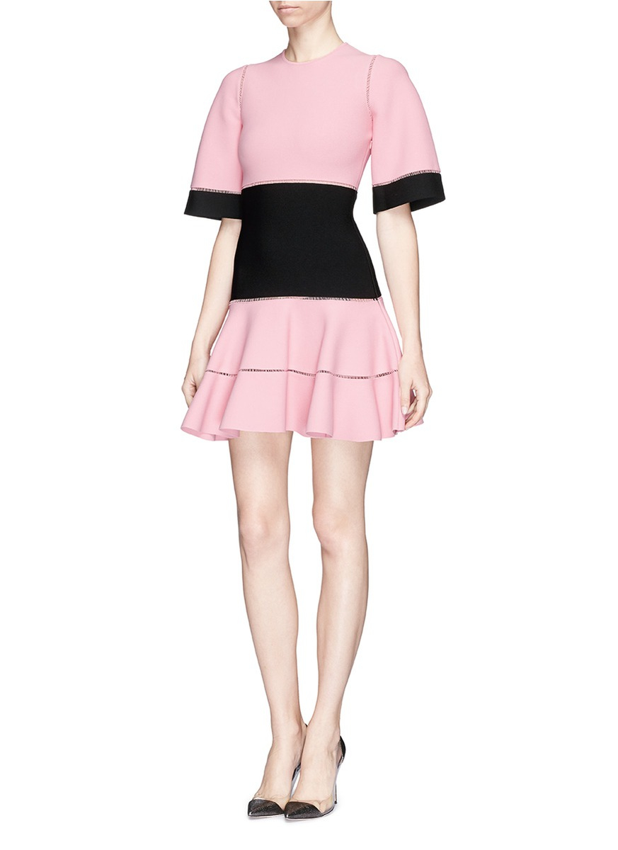 Lyst Alexander mcqueen Bell Sleeve Colourblock Knit Dress in Pink