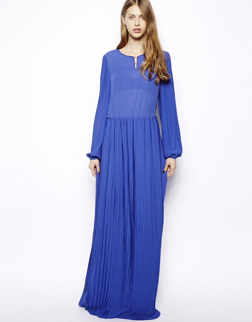 Pleated Chiffon Maxi Dress