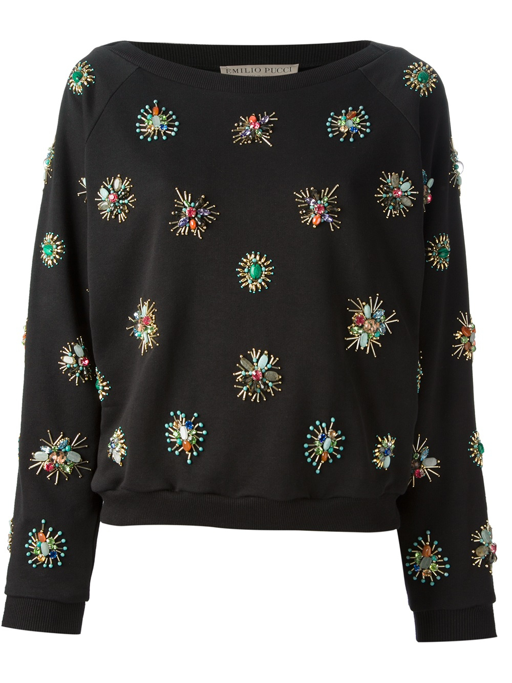 Emilio pucci Embellished Sweatshirt in Black | Lyst