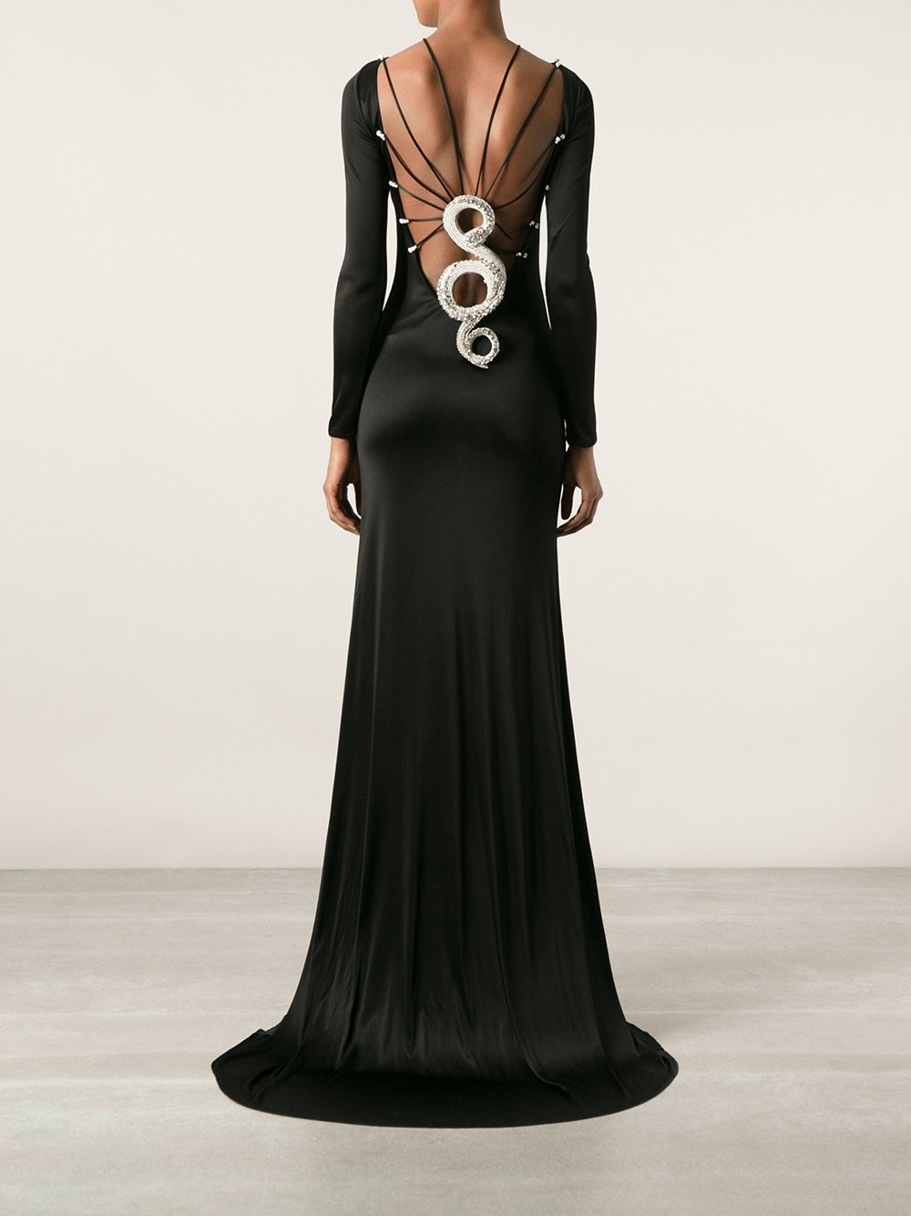 Roberto Cavalli Snake Back Evening Dress in Black | Lyst