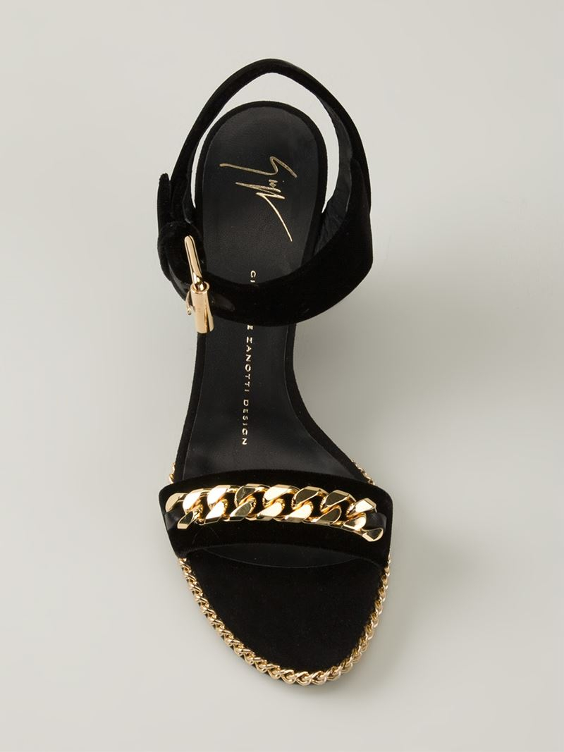 Giuseppe Zanotti Gold Chain Wedge Sandals in Metallic | Lyst
