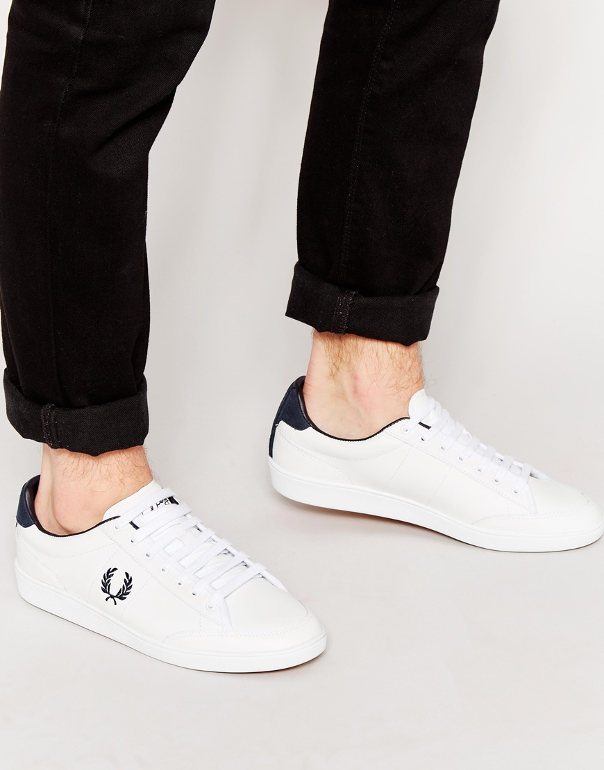 fred perry b721 leather trainers in white