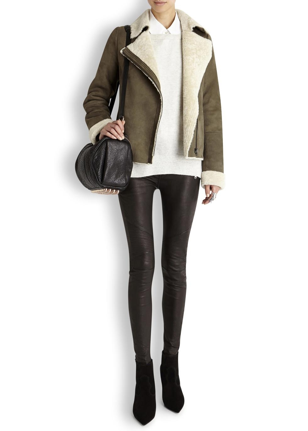 olive shearling jacket