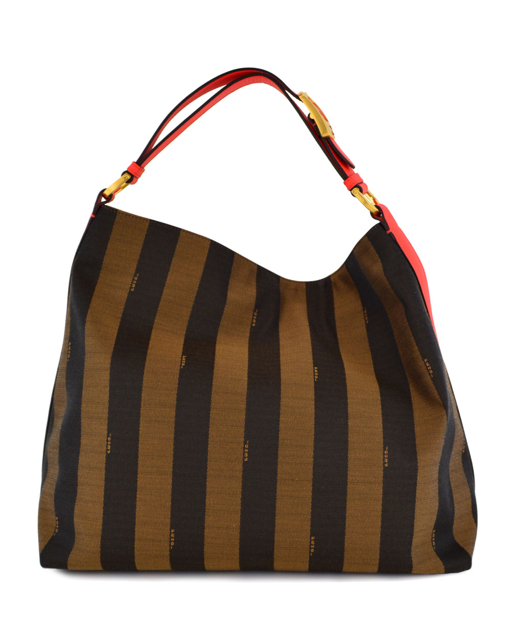 Fendi Pequin Stripe and Poppy Borsa Hobo Bag in Brown - Lyst