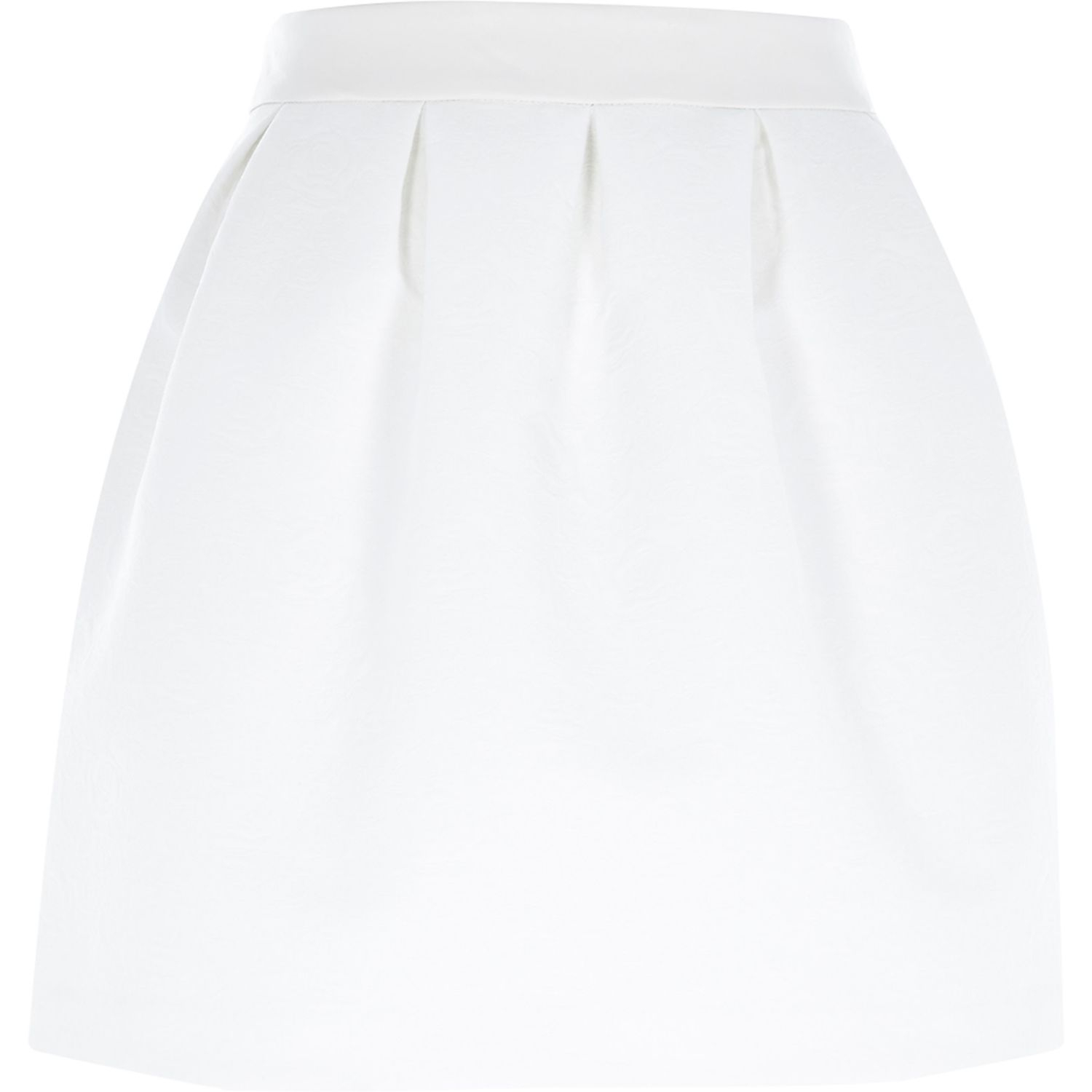 River island White Leather-Look Waistband Skater Skirt in White | Lyst