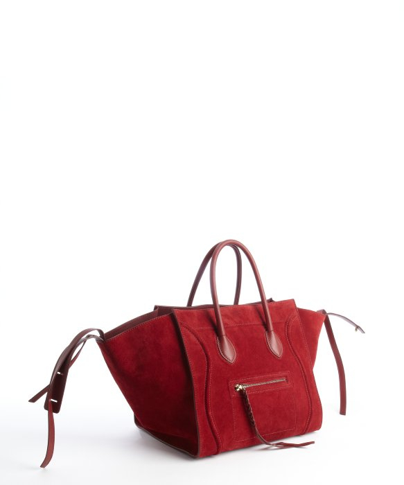 Cline Burgundy Suede Phantom Luggage Top Handle Square Tote in ...  
