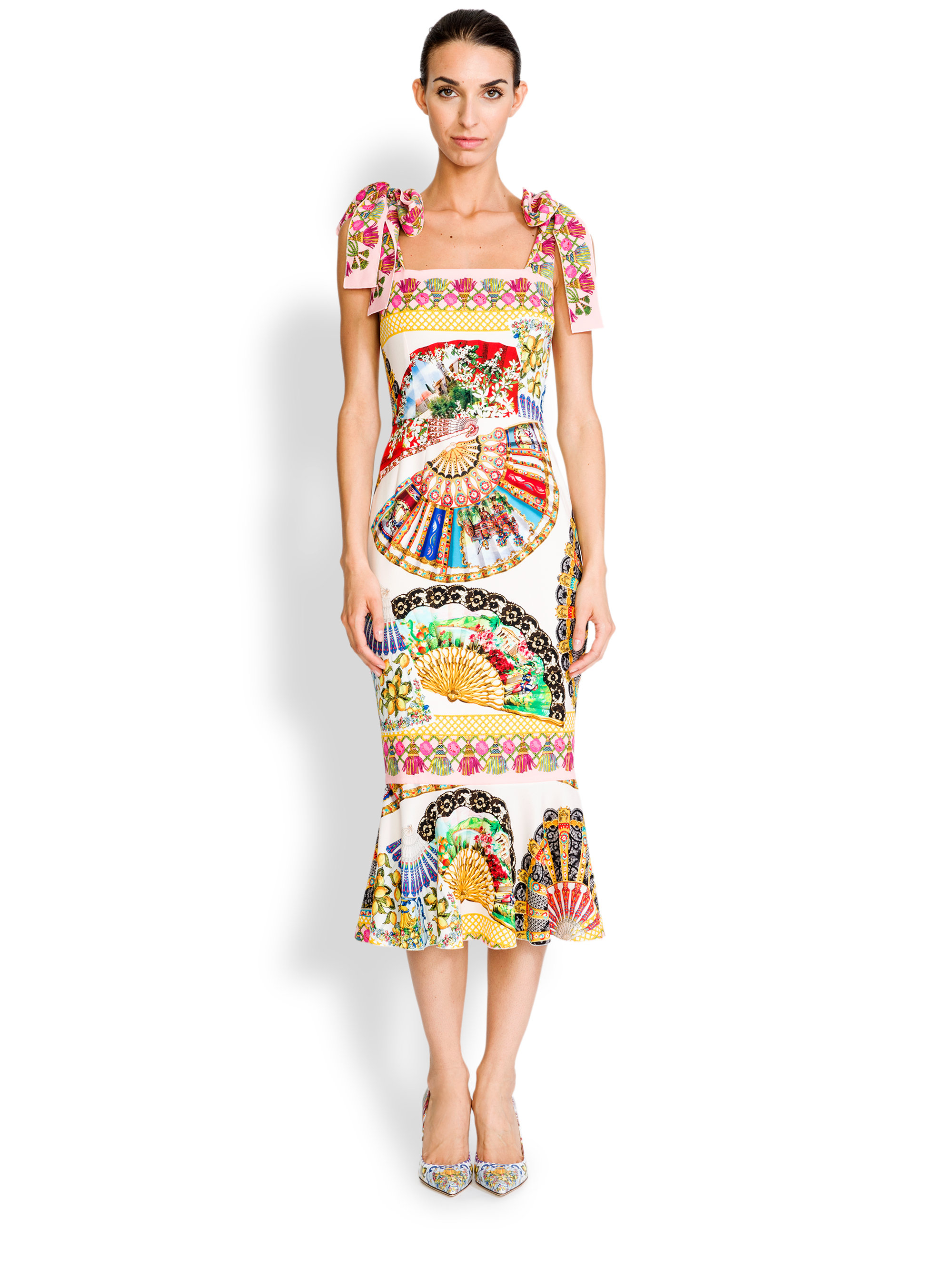 Dolce & Gabbana Tie-shoulder Foulard-print Dress | Lyst