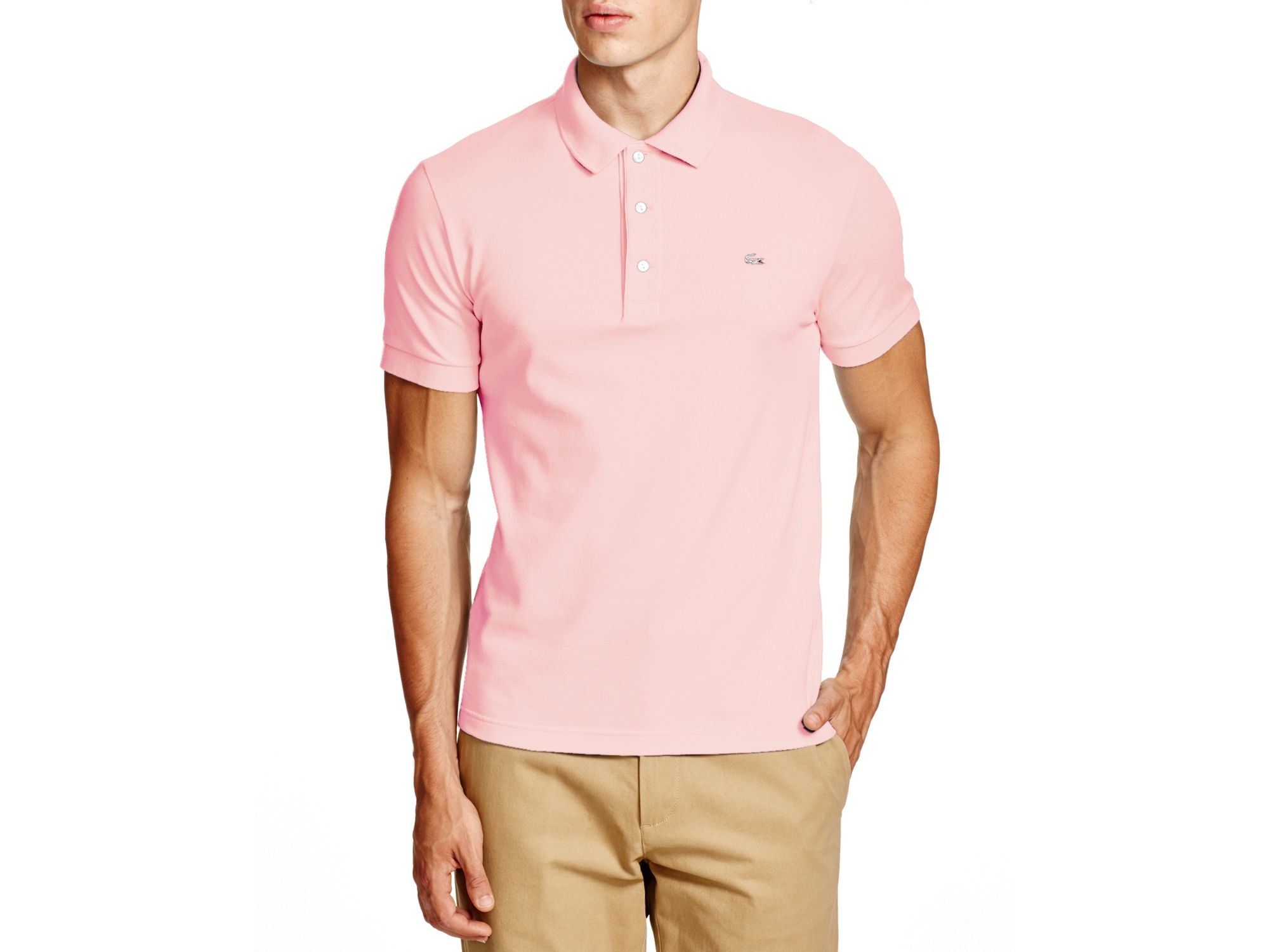 lacoste pink polo t shirt