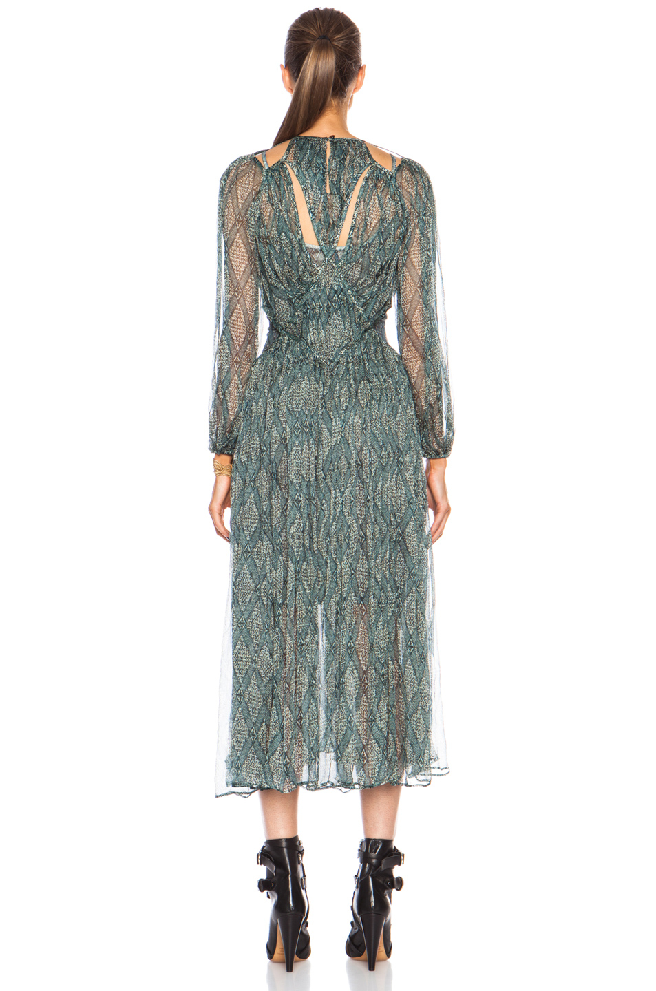 Zimmermann Riot Web Midi Poly Dress in Green Lyst
