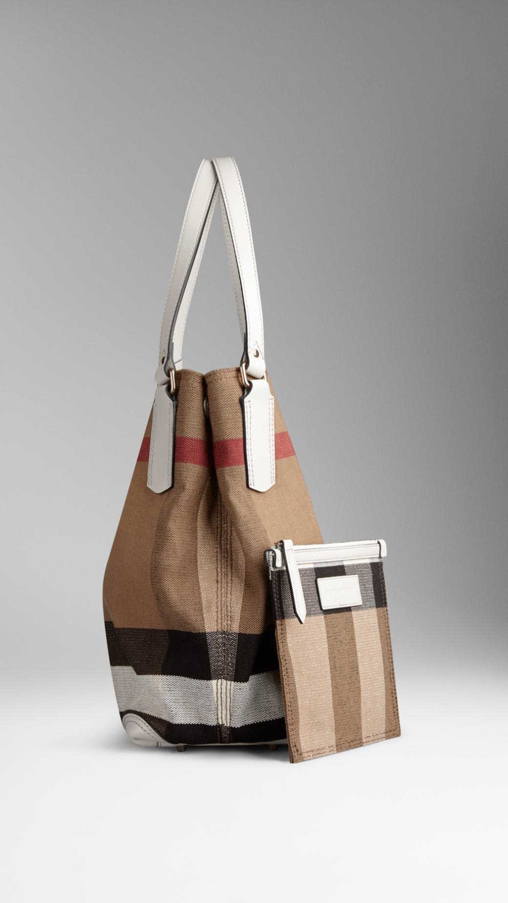 Lyst - Burberry Medium Canvas Check Tote Bag in White