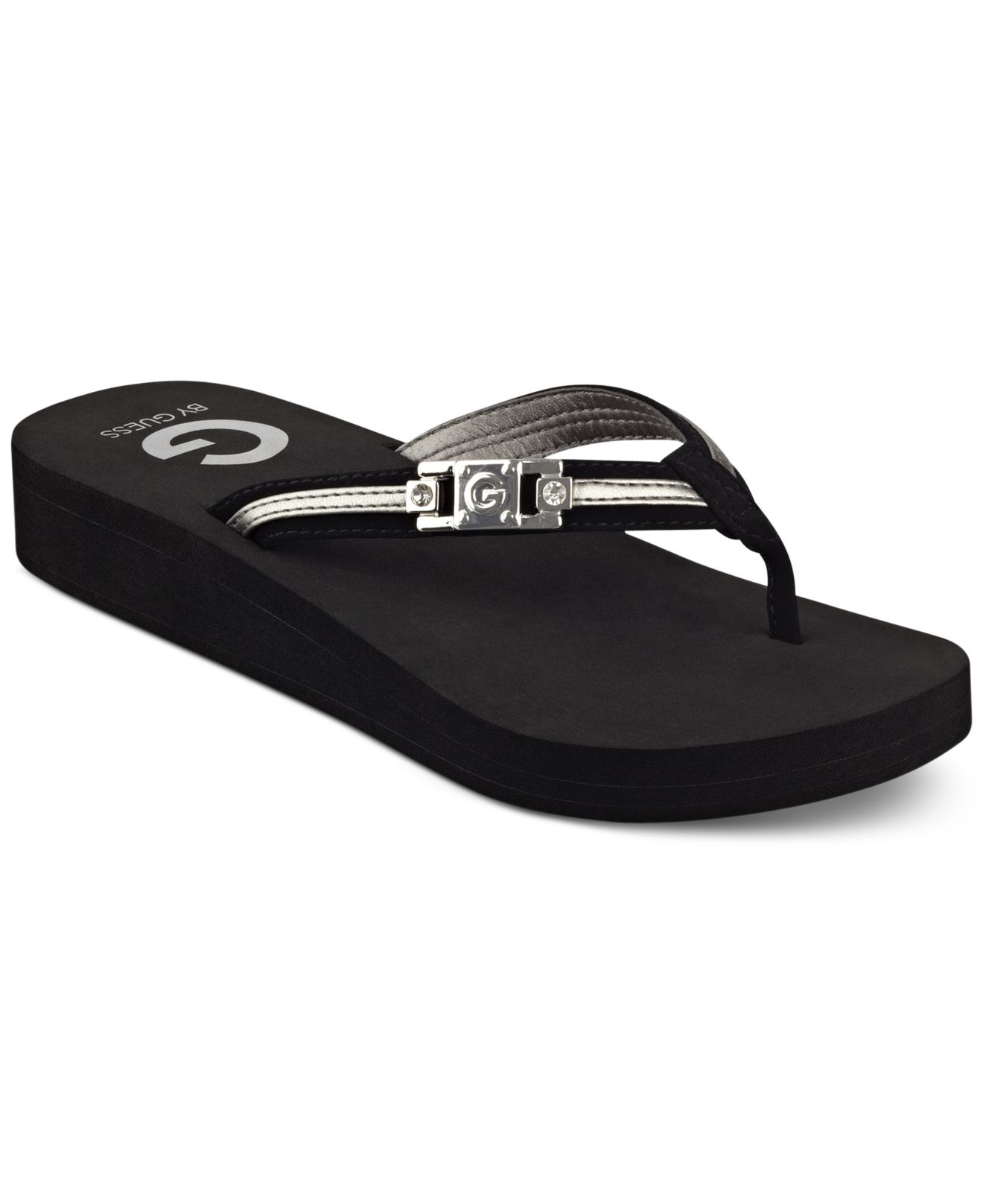 guess black flip flops