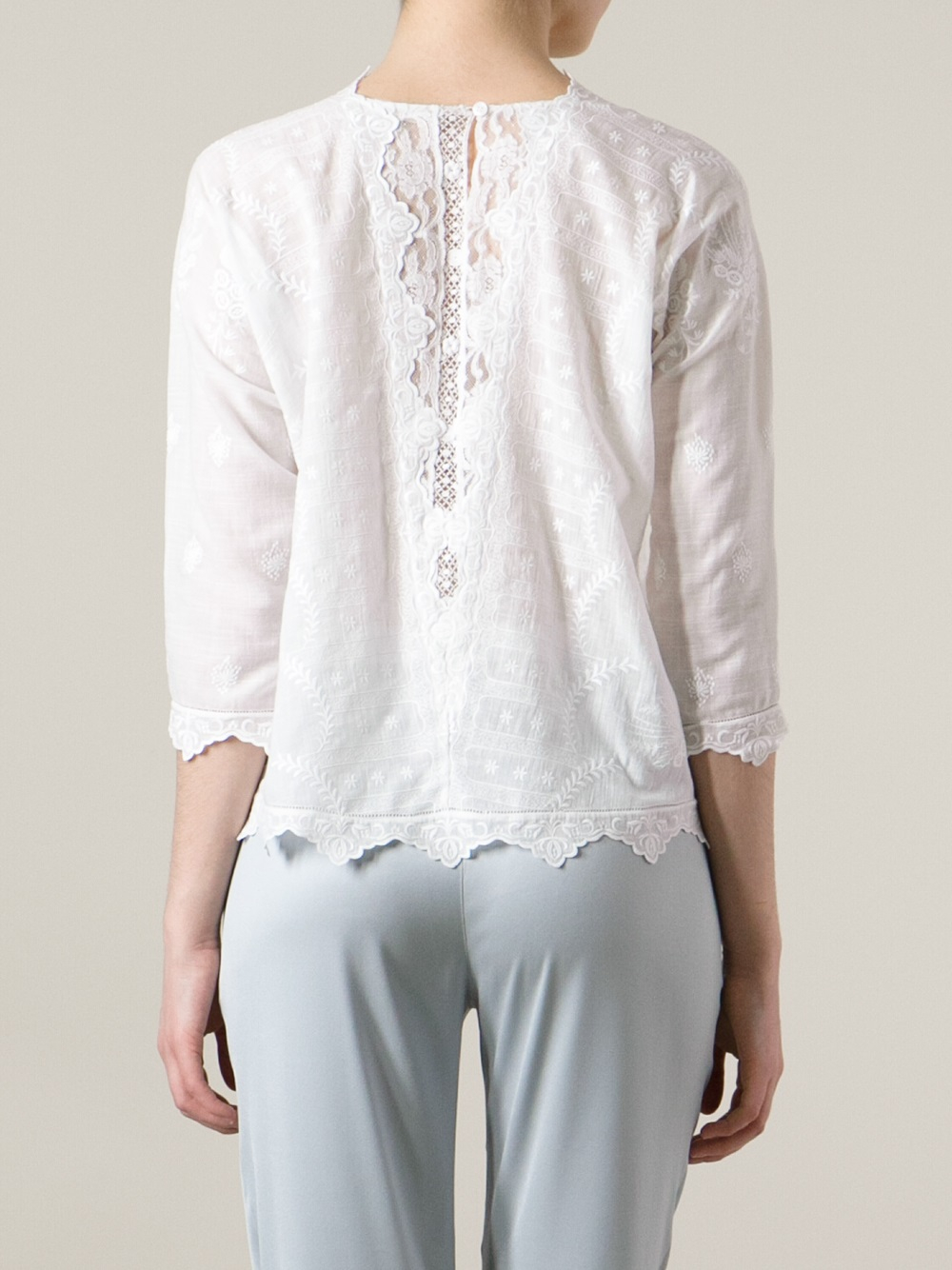 Vanessa Bruno Albane Embroidered Blouse in White | Lyst