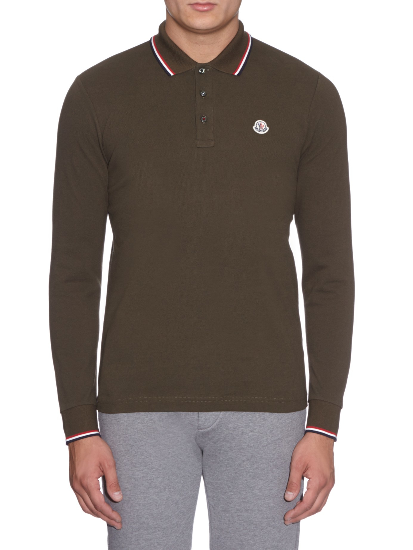 khaki moncler polo