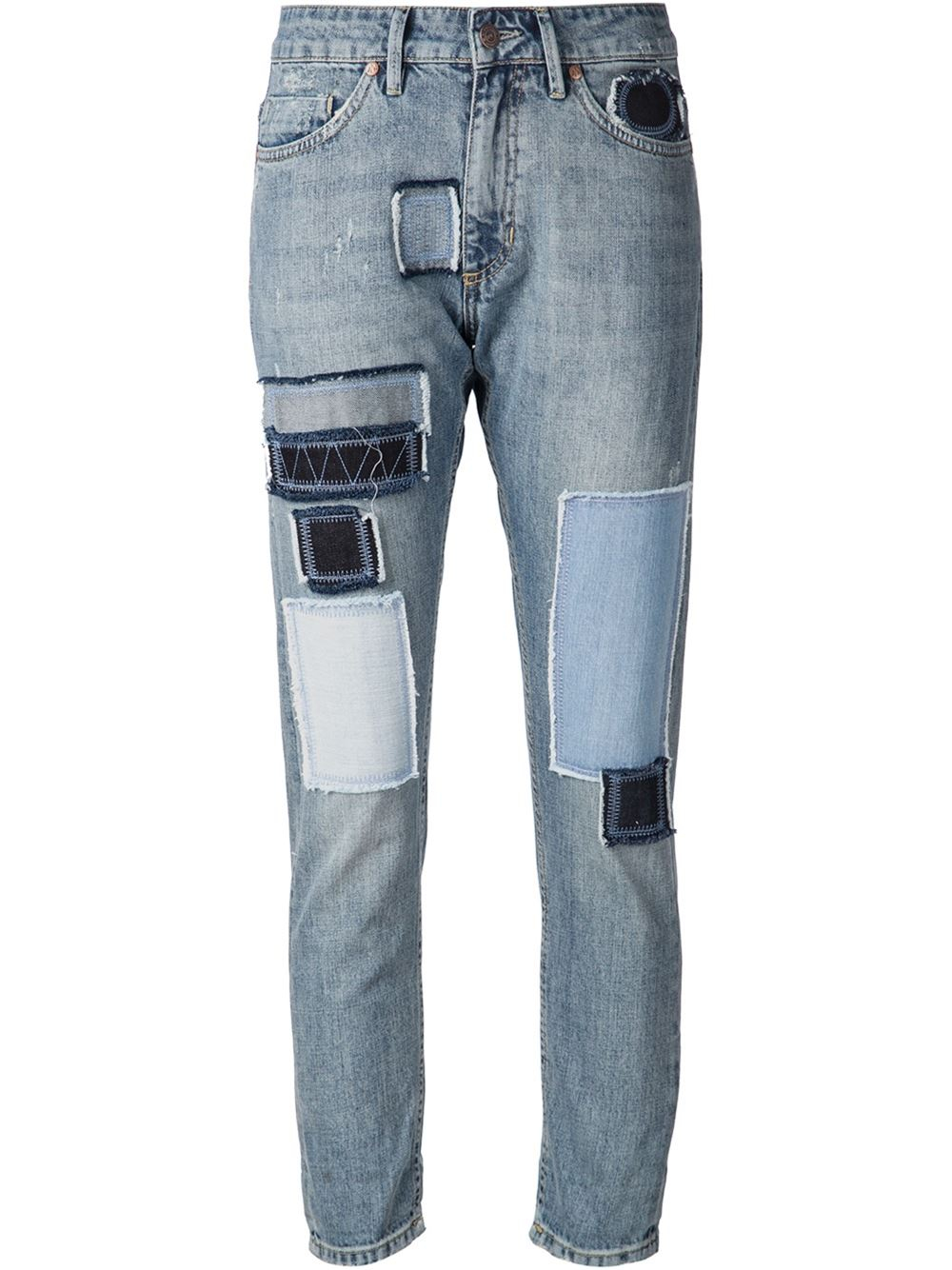 patchwork blue jeans