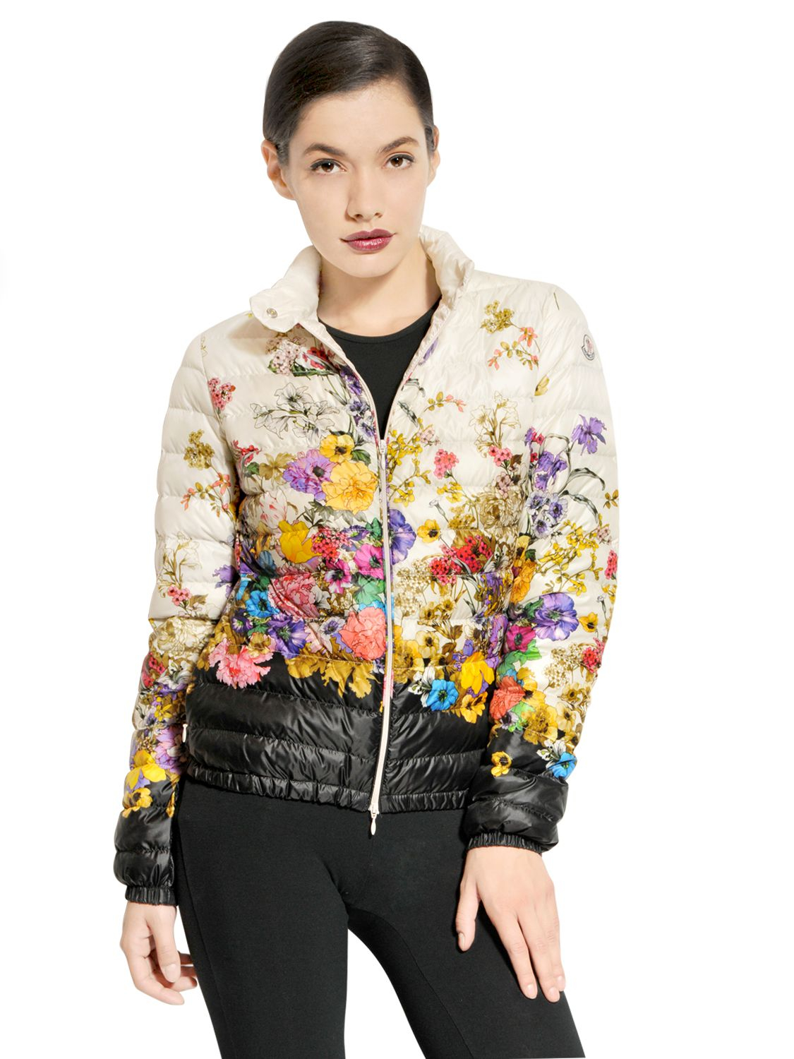 Moncler Alisia Floral Down Jacket in Purple | Lyst