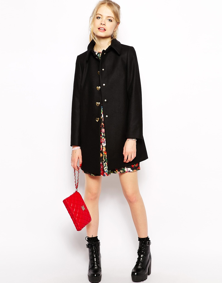 Love Moschino Coat with Heart Buttons 