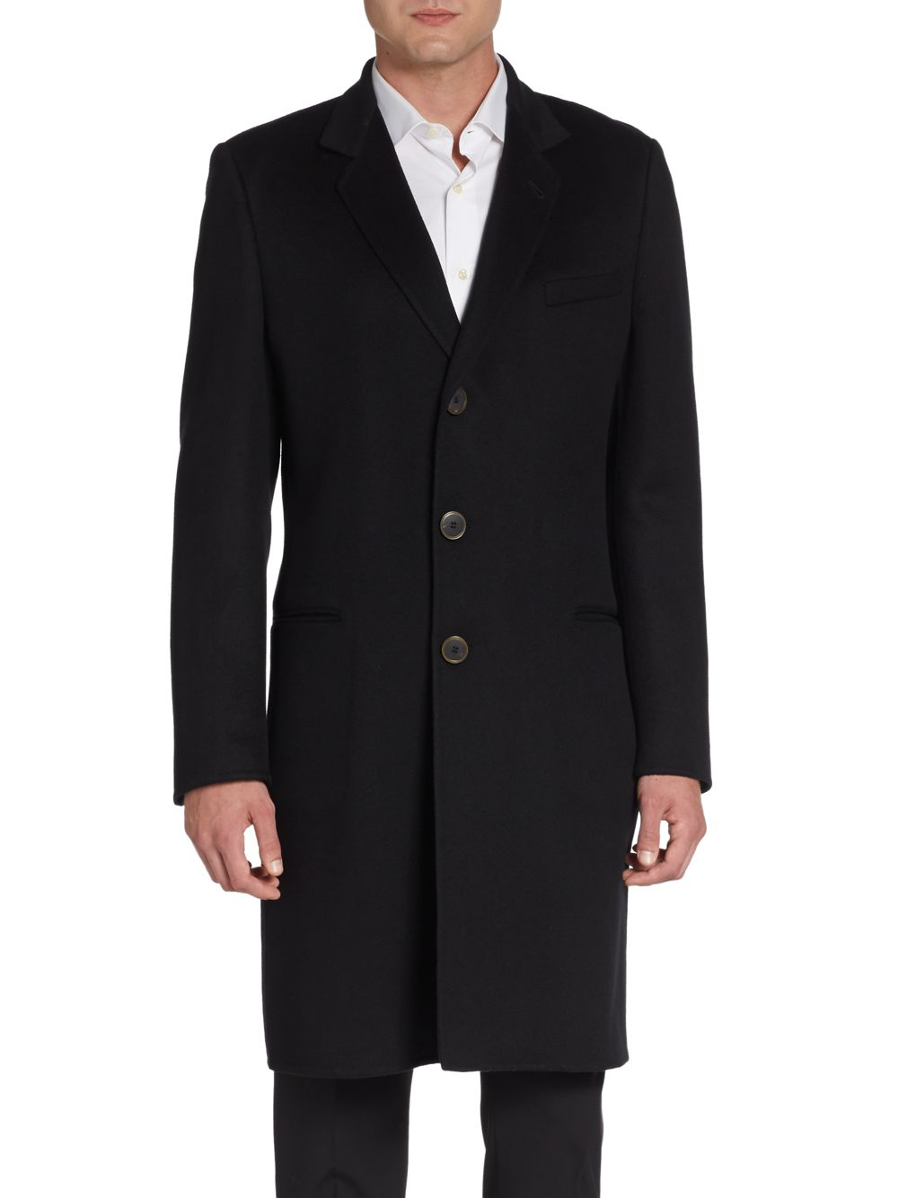 Giorgio Armani Cashmere Coat in Black for Men - Lyst