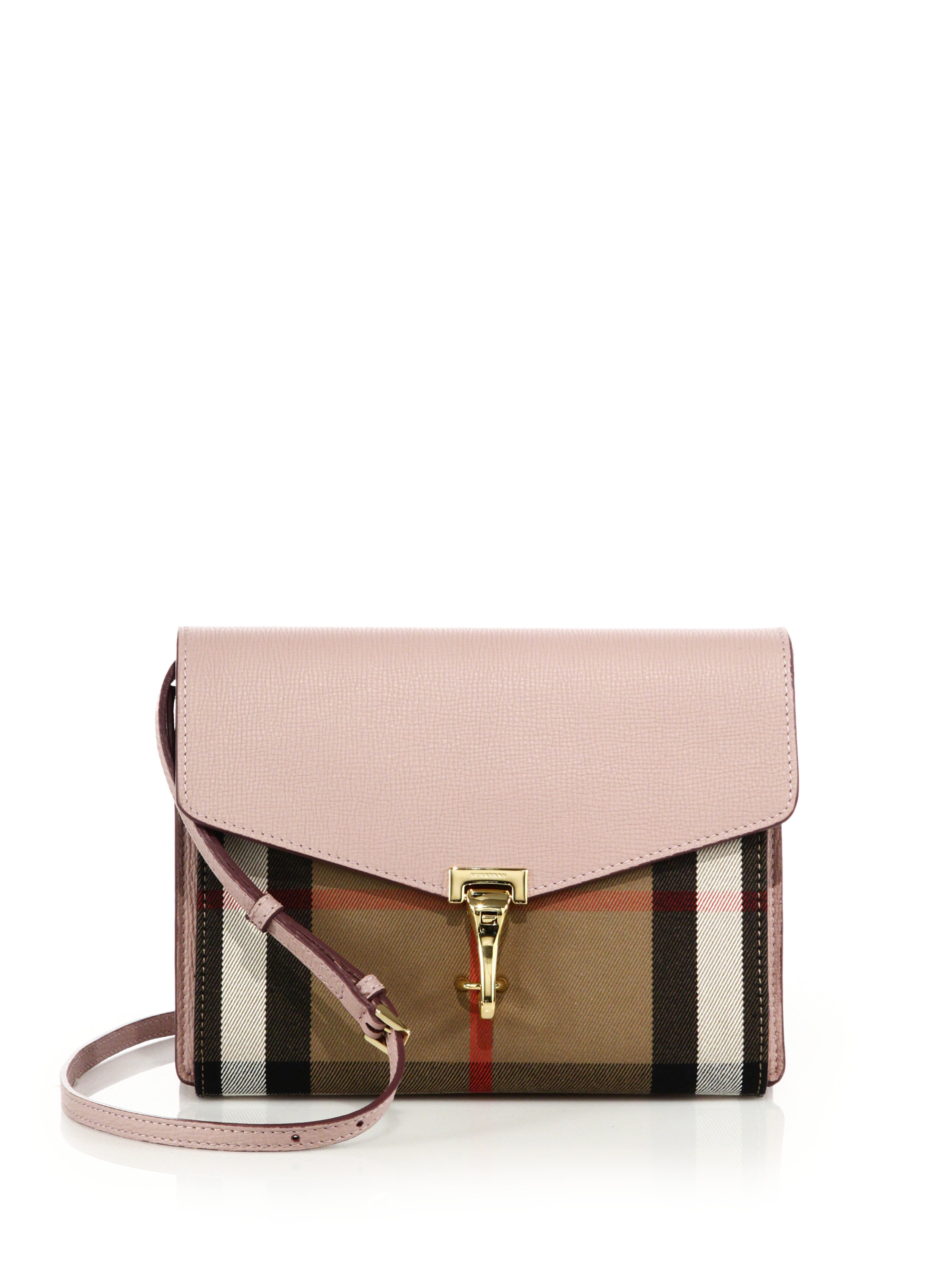 Burberry Macken Small Leather & House Check Canvas Crossbody Bag in Pink | Lyst