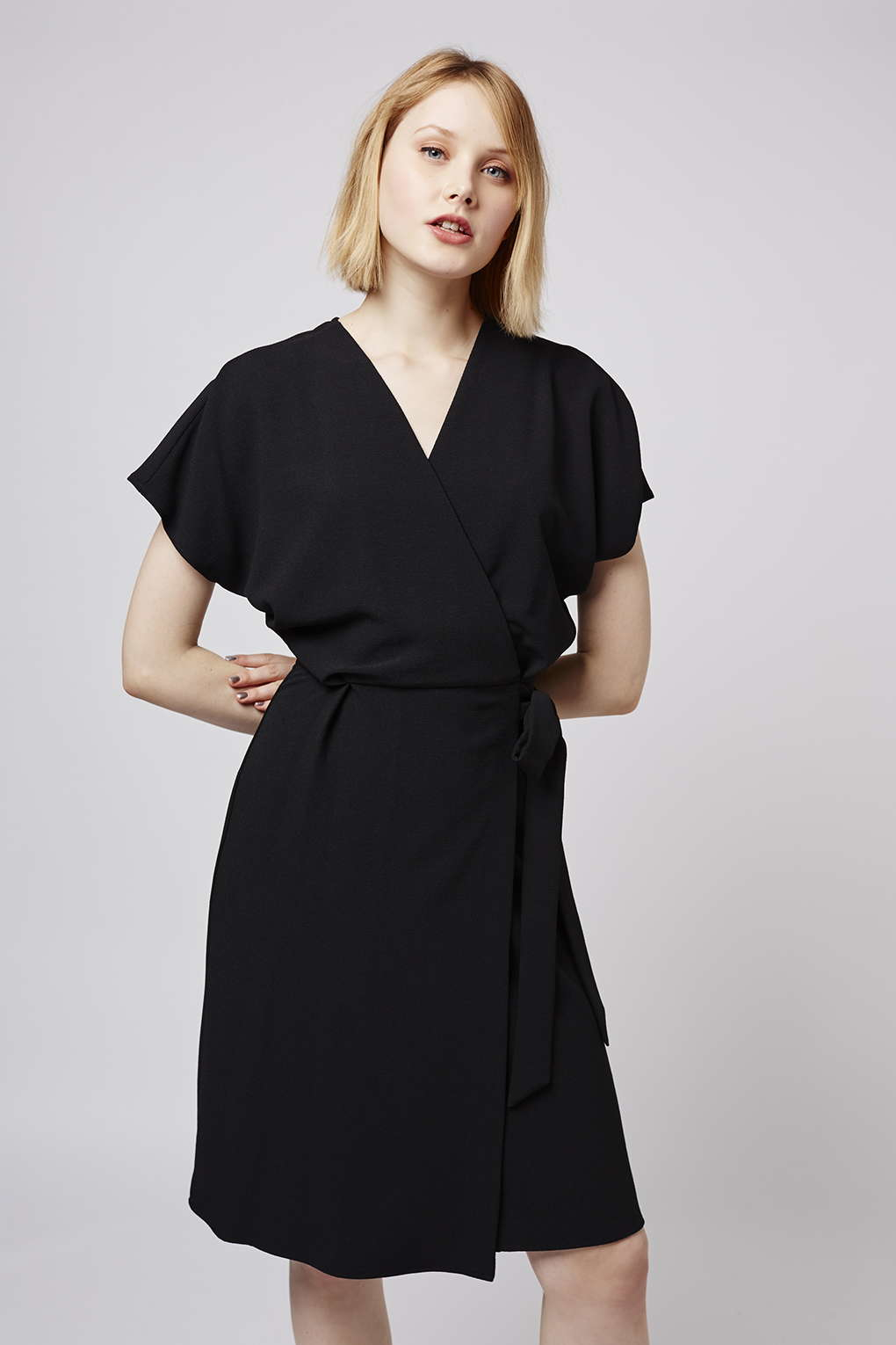 topshop black wrap dress