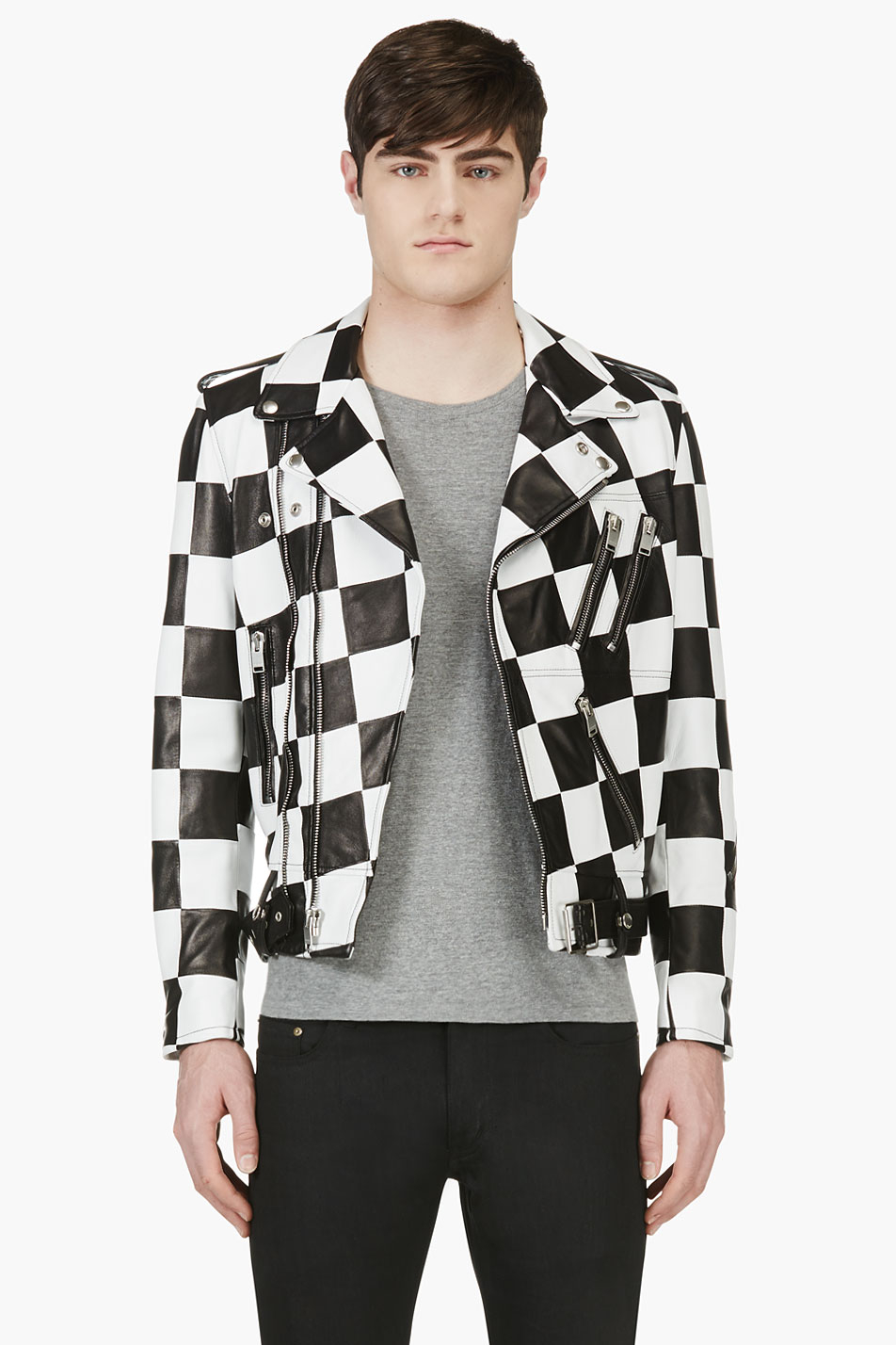 saint laurent checkered leather jacket