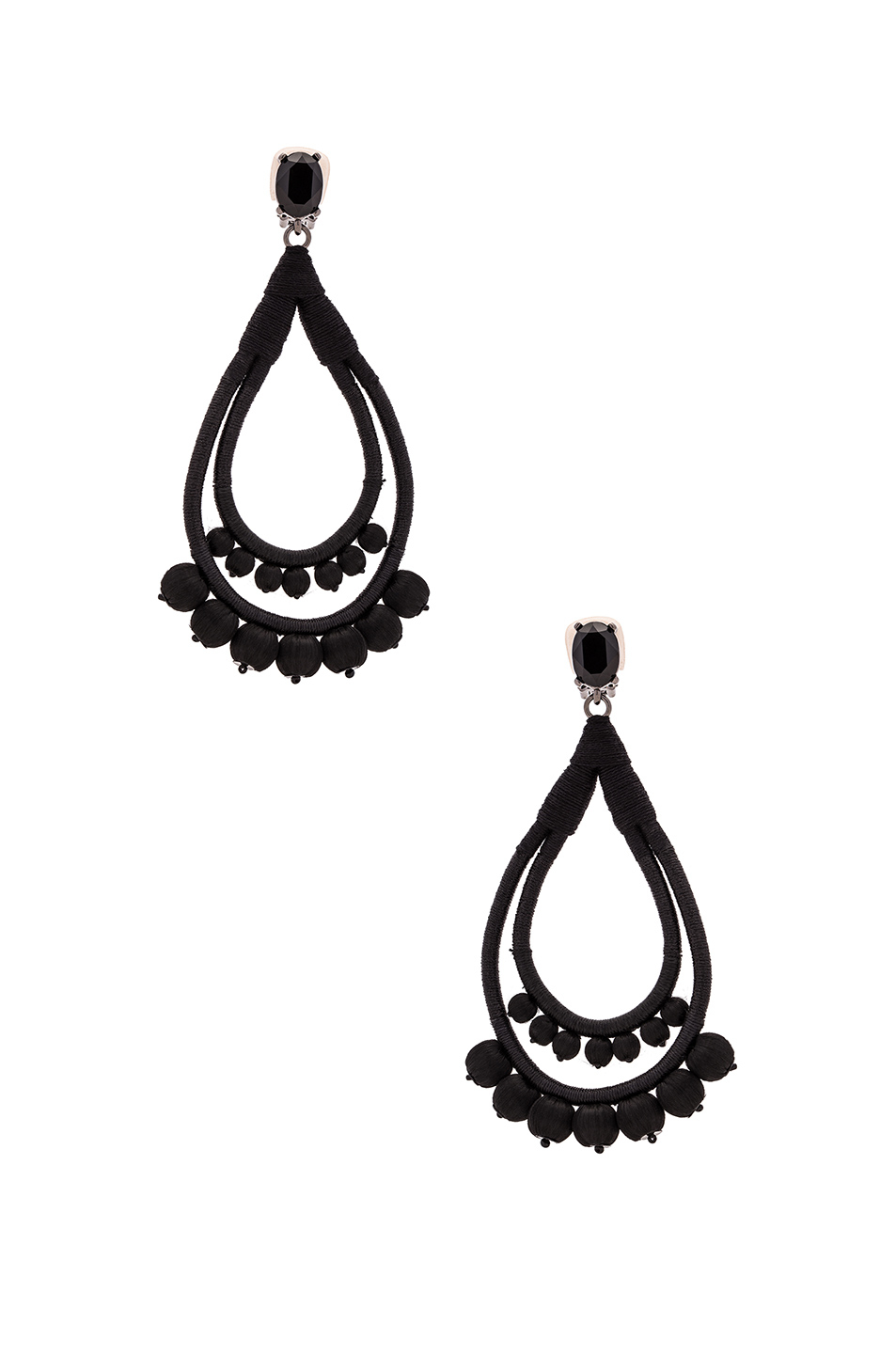 Lyst Oscar De La A Beaded Teardrop Earrings In Black Gallery