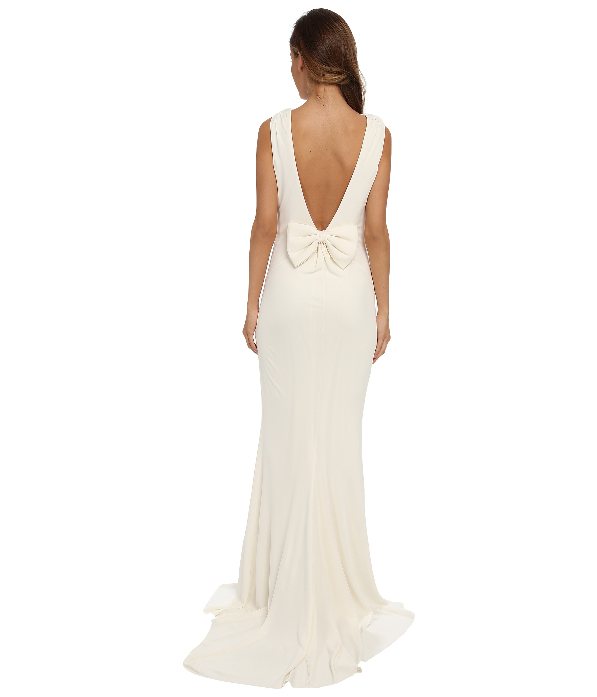 badgley mischka strapless bow gown