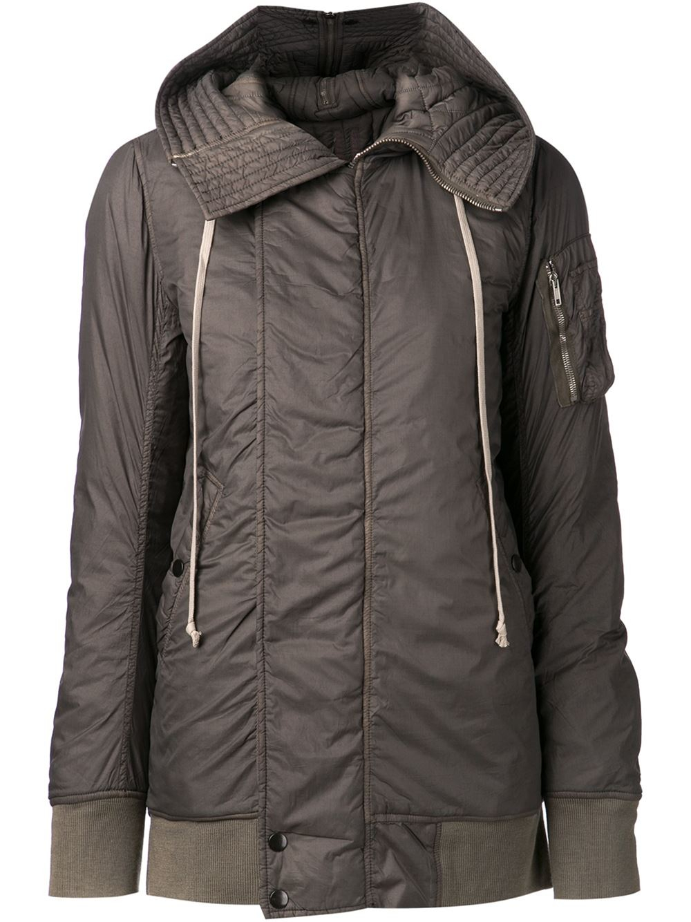 Lyst Drkshdw By Rick Owens Hooded Bomber Jacket in Gray