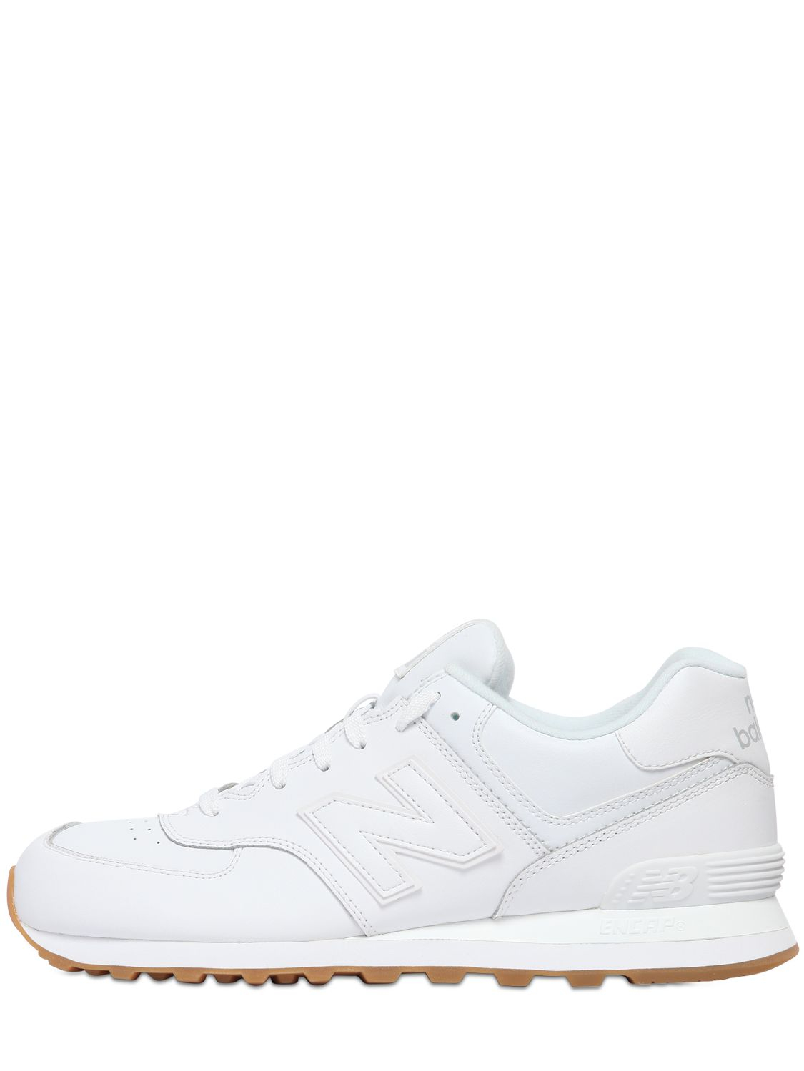 New Balance 574 Leather Sneakers in White - Lyst