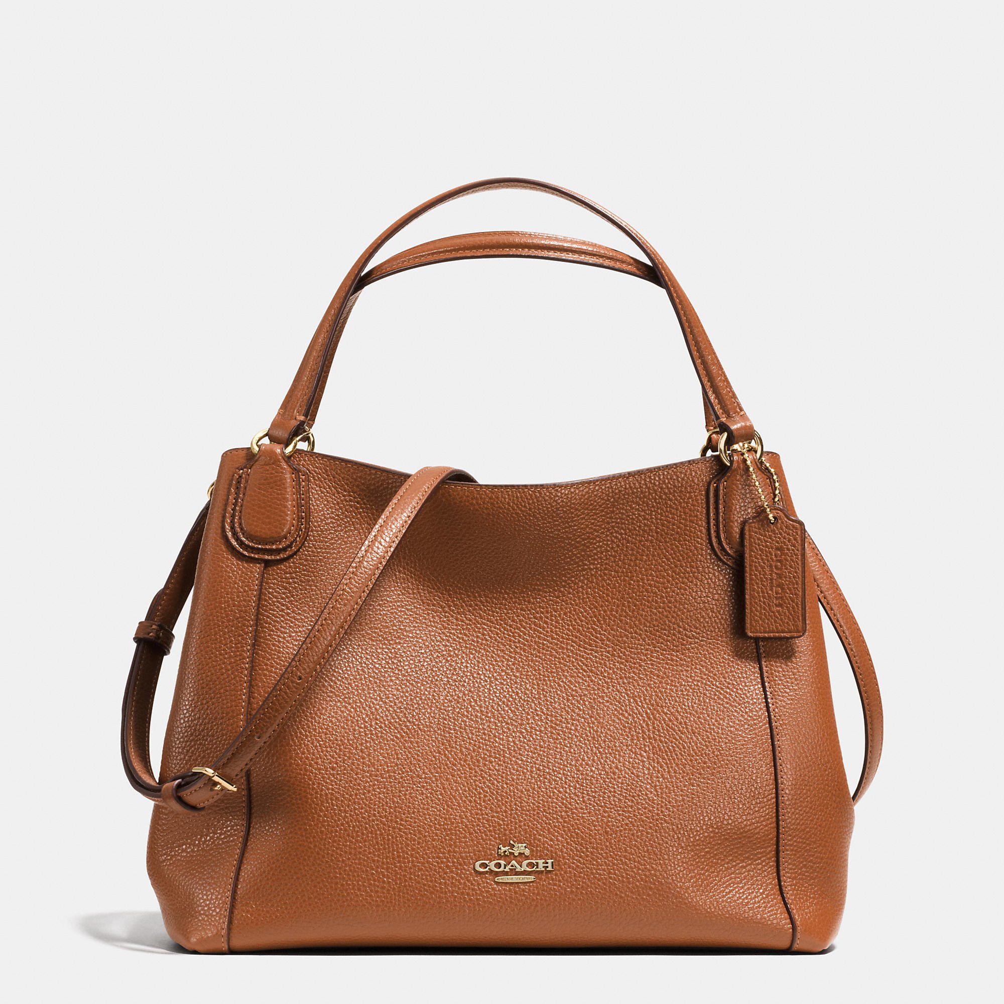 Coach Edie Shoulder Bag 28 In Pebble Leather in Brown | Lyst