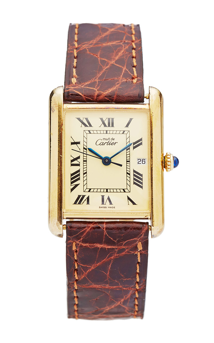 vintage cartier leather watch