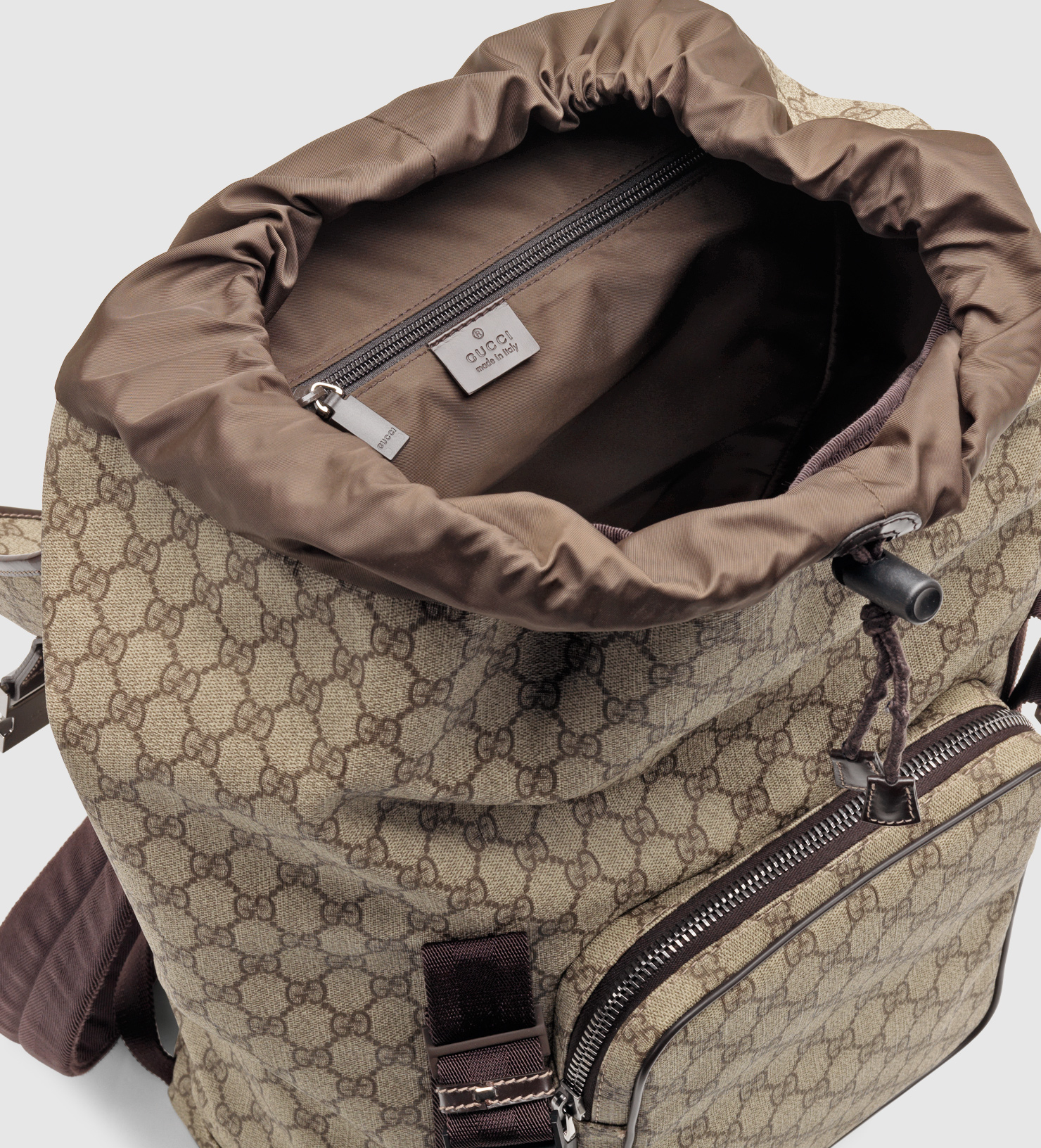 Sling backpack with Interlocking G in beige and ebony Supreme