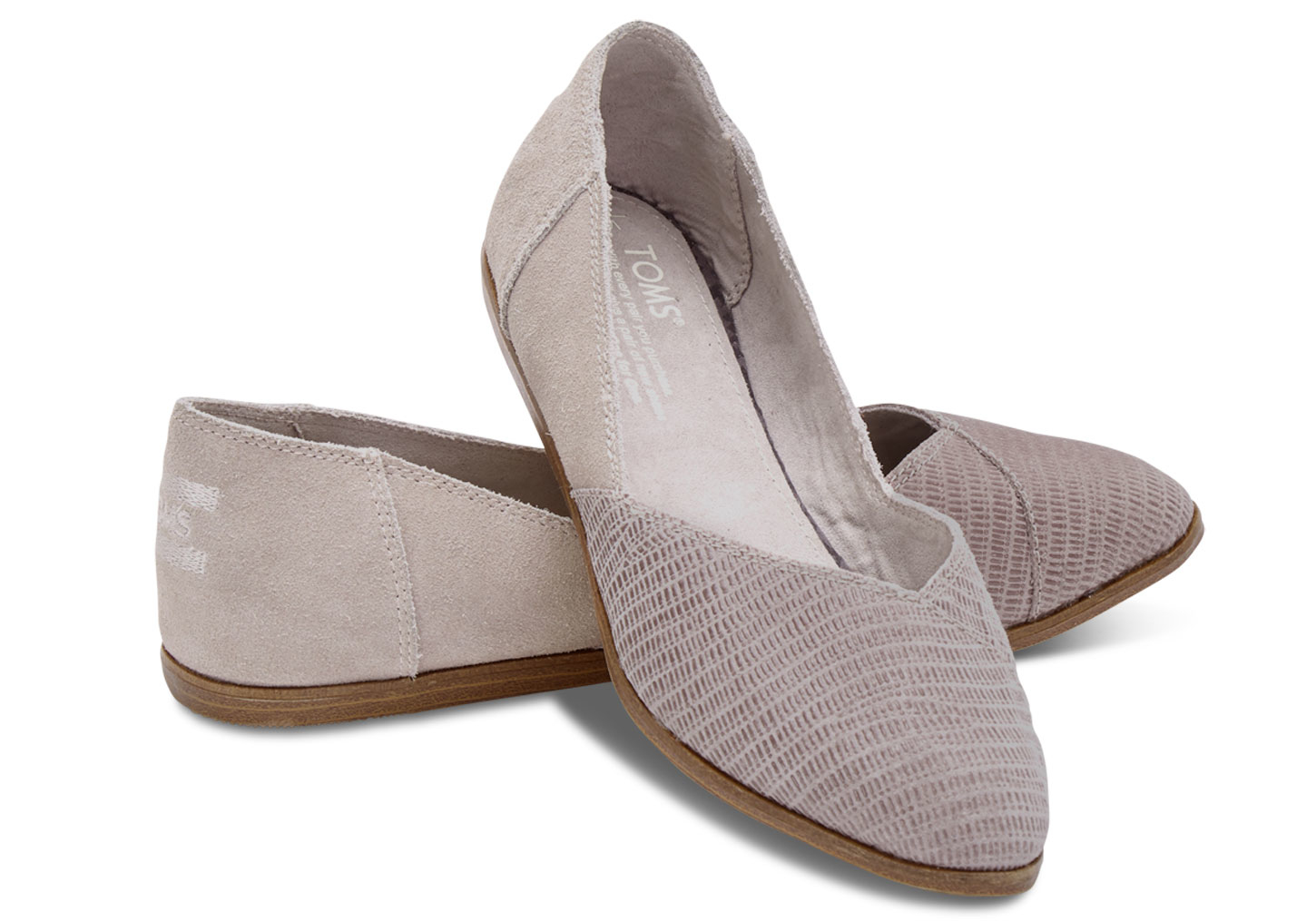 TOMS Grey Suede Emboss Women's Jutti Flats in Grey - Lyst