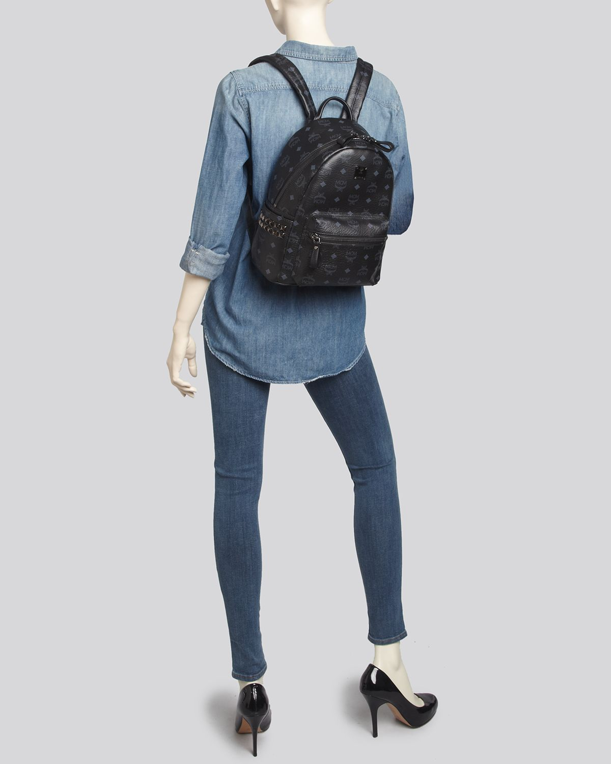 mini black mcm backpack