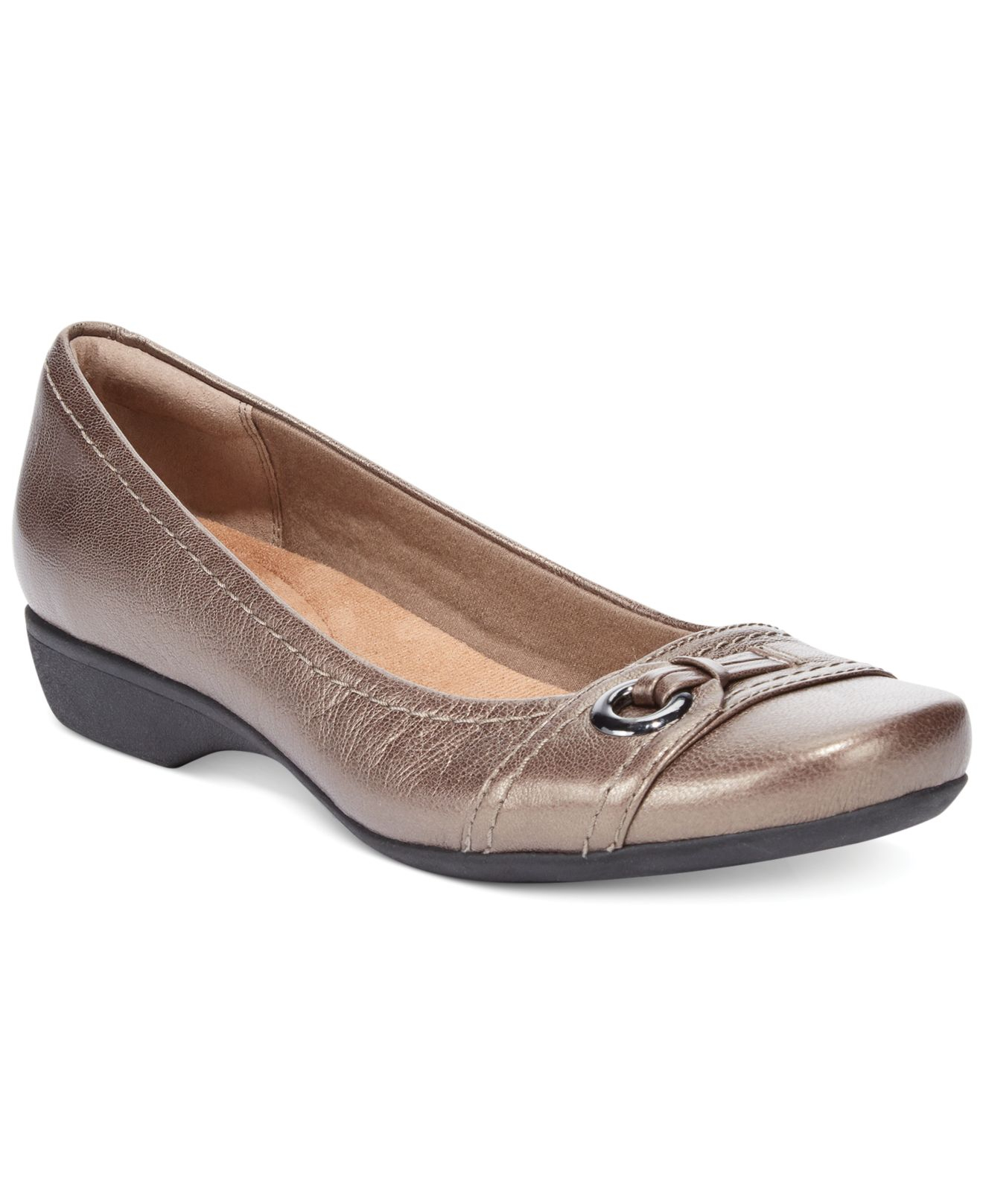 Clarks Collections Womens Propose Spire Flats In Pewter Leather Gray 
