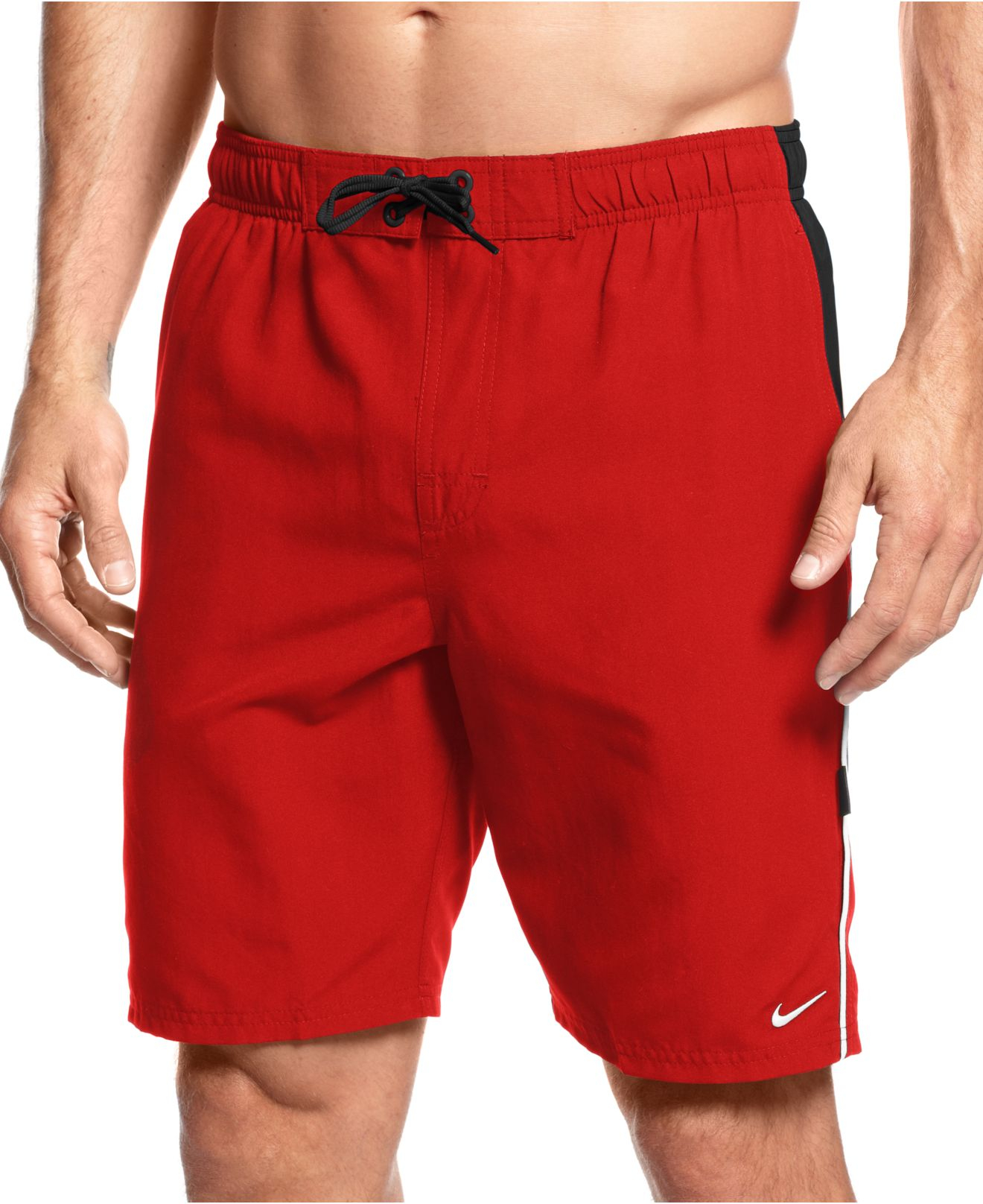 mens red nike swim trunks