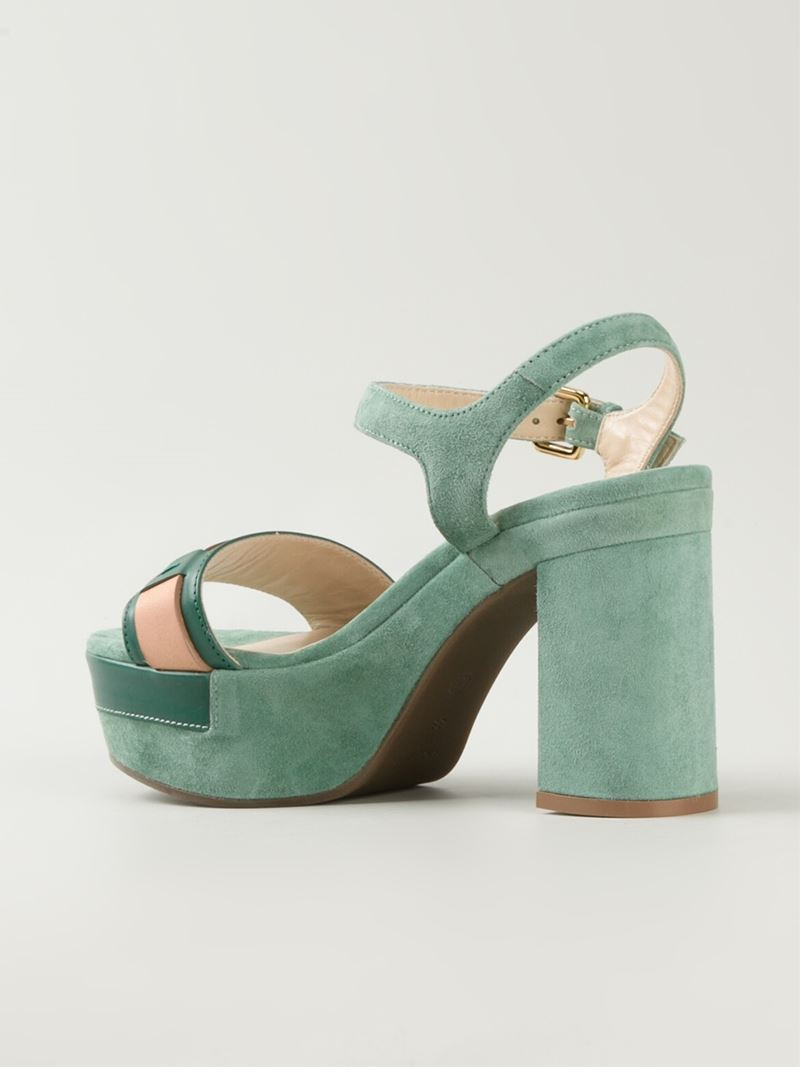 block heel green sandals