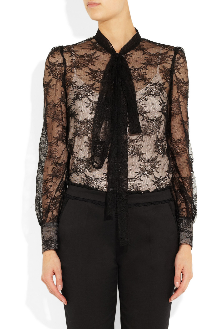 Lyst - Red Valentino Lace Blouse in Black