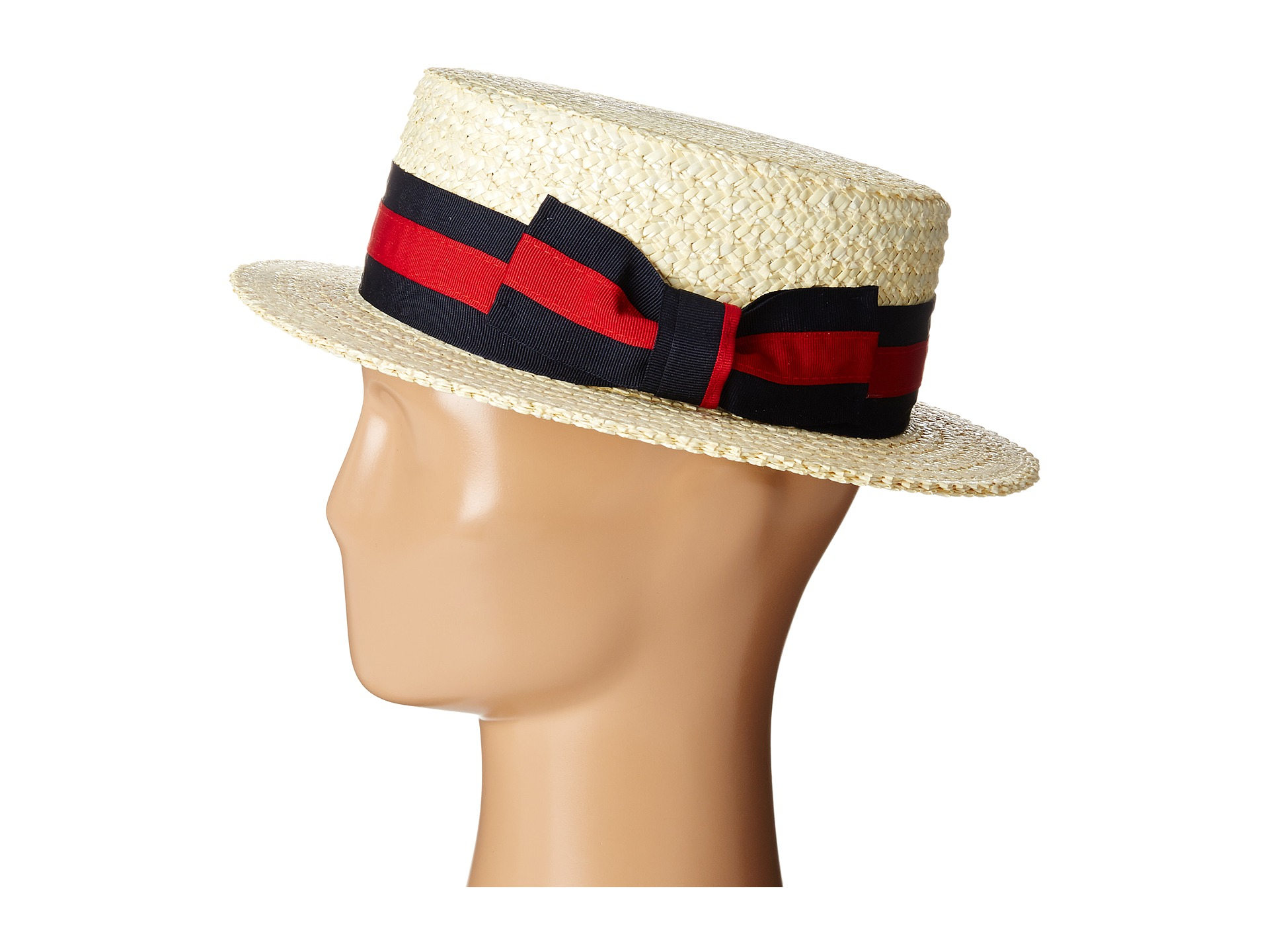 Scala Straw Boater With Two-tone Stripe 