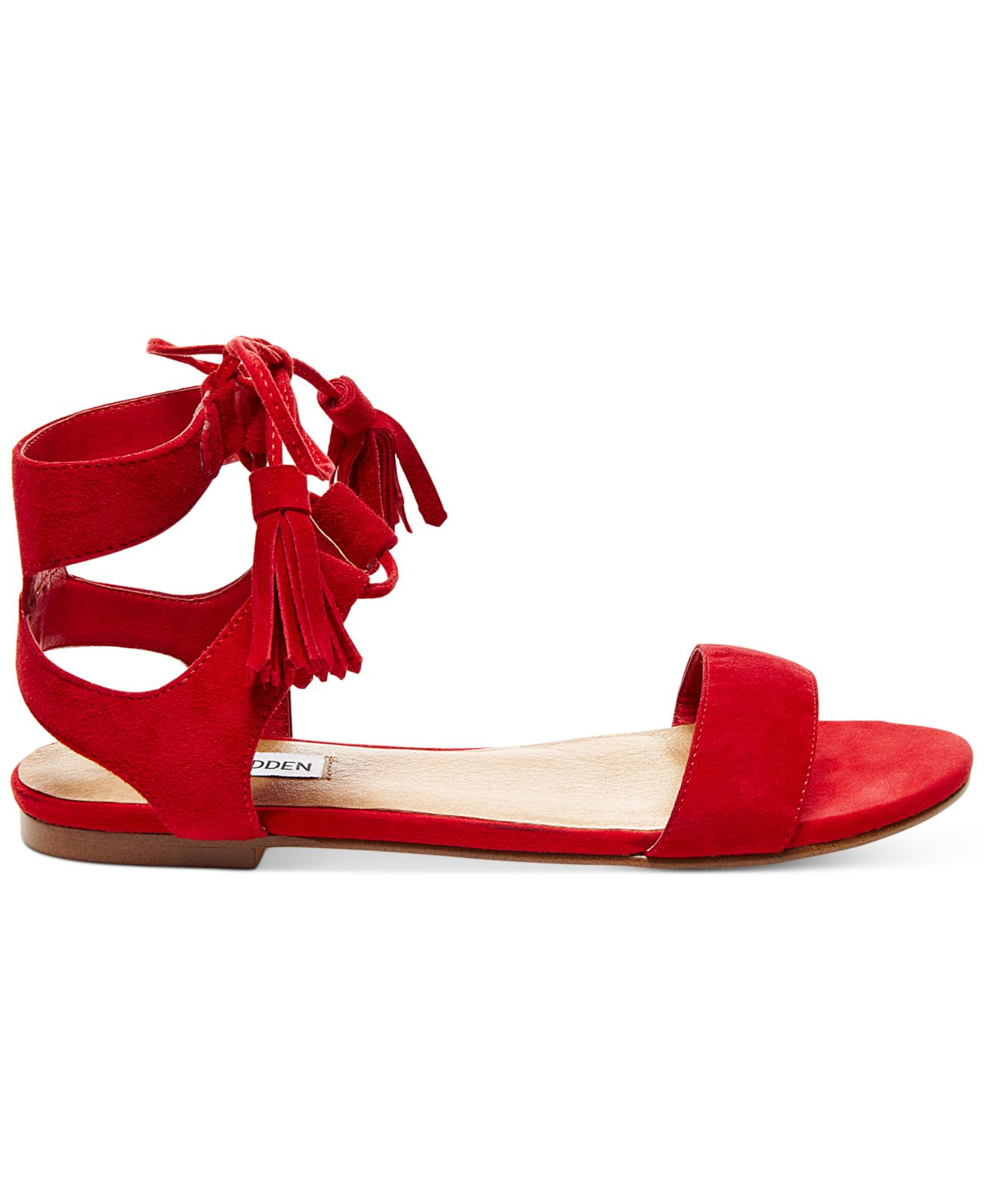 Steve Madden Lace Women's Daryyn Strappy Sandals in Red Suede (Red) | Lyst
