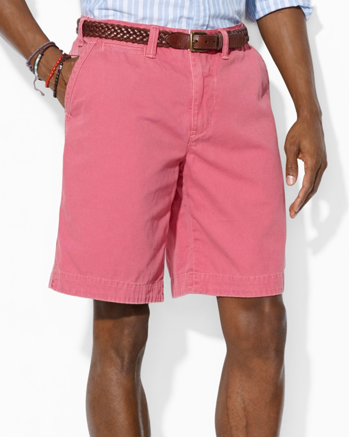 pink polo shorts for men